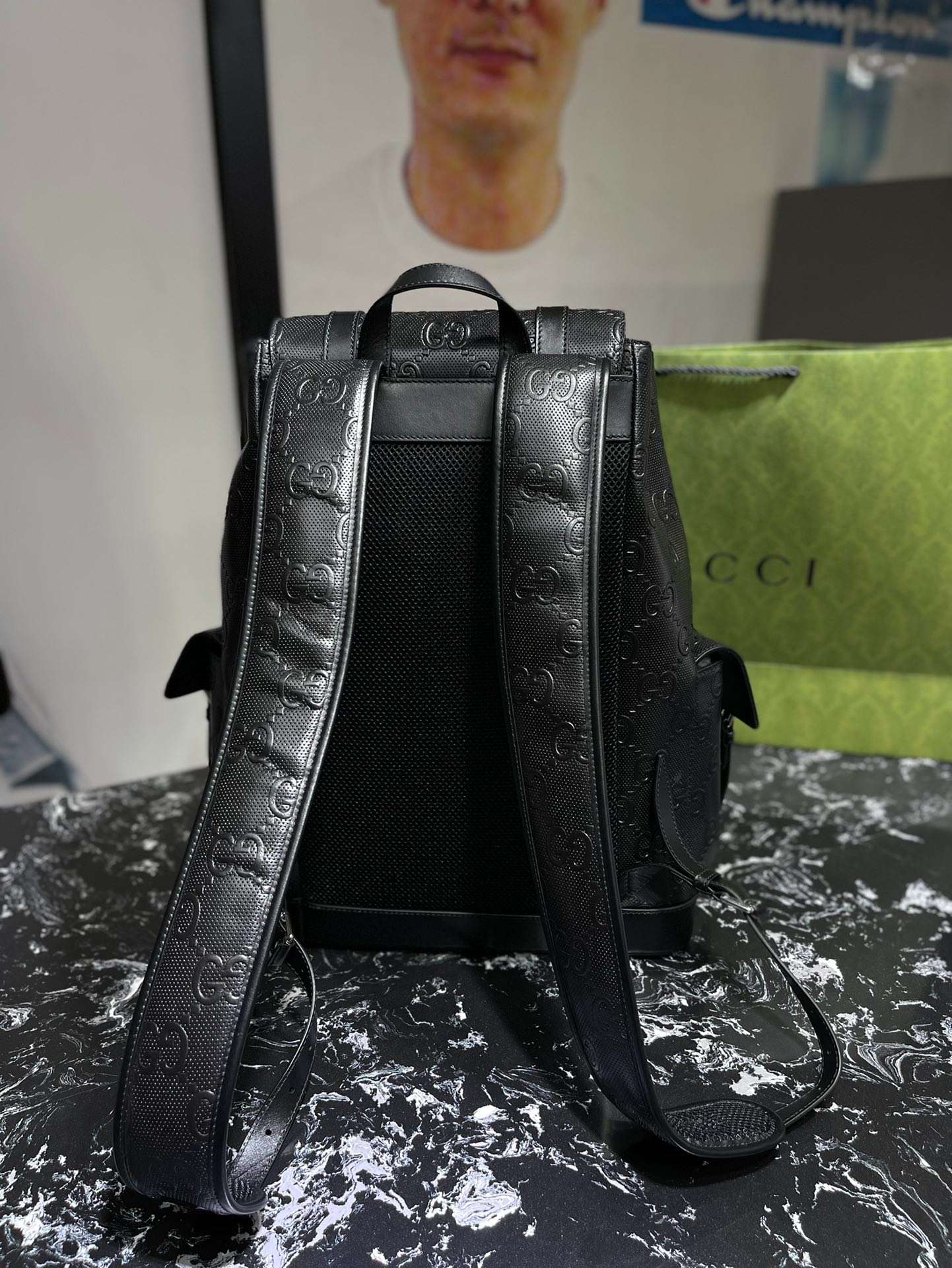 Gvc*1 Embossed Backpack GG Black For Men 41cm / 16.1in 625770 1W3BN 1000