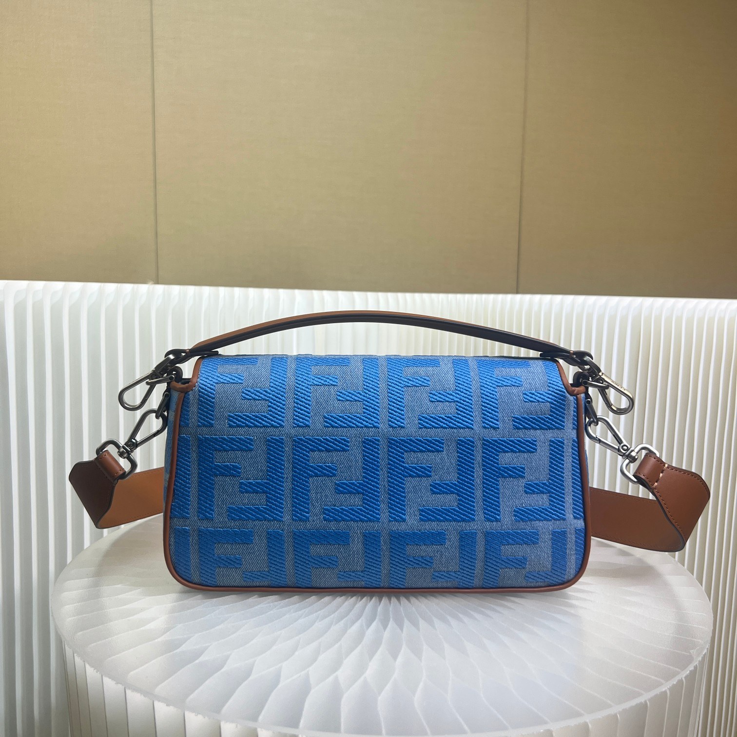 F**di Denim Bag With FF Embroidery Blue For Women 26cm / 10.2in