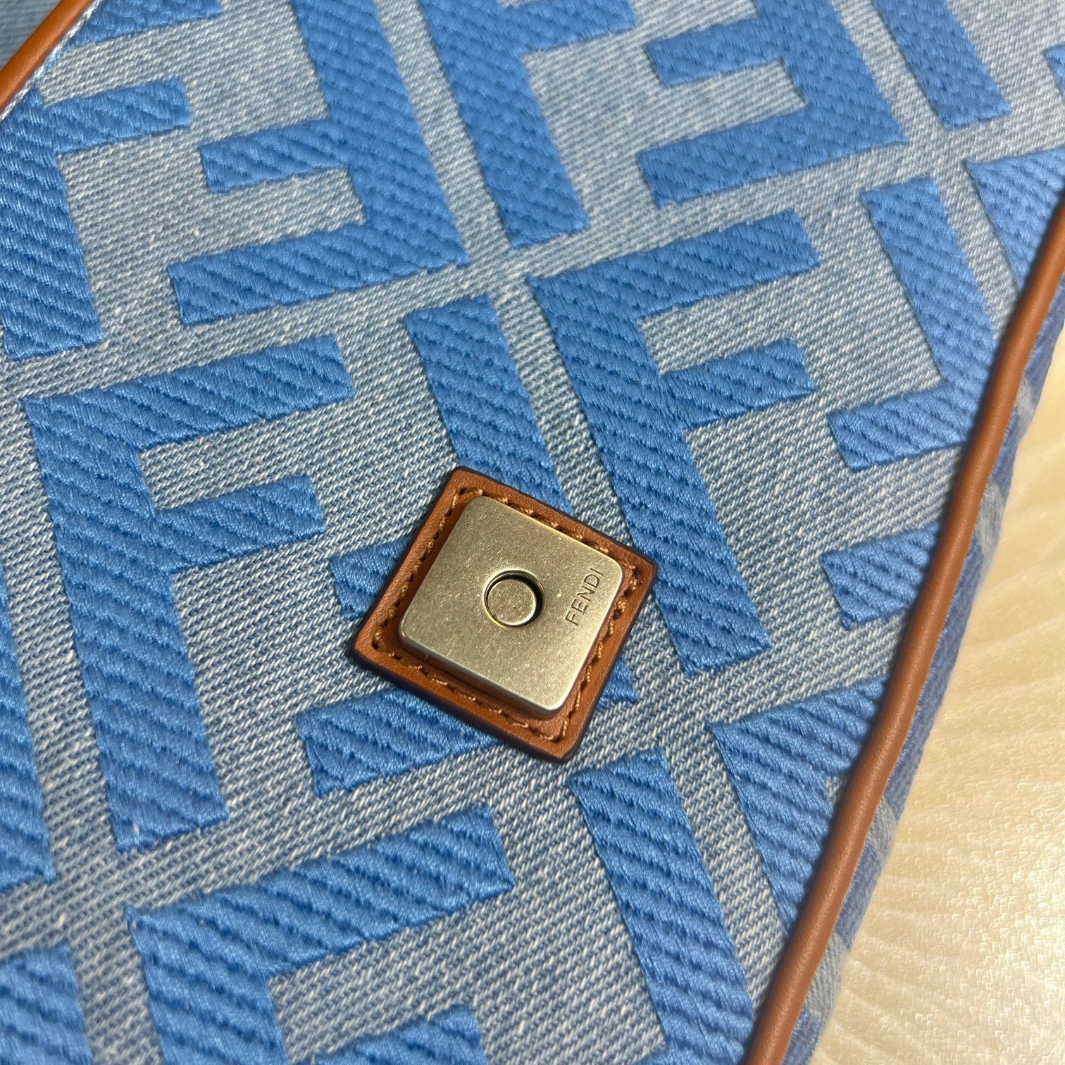 F**di Denim Bag With FF Embroidery Blue For Women 26cm / 10.2in