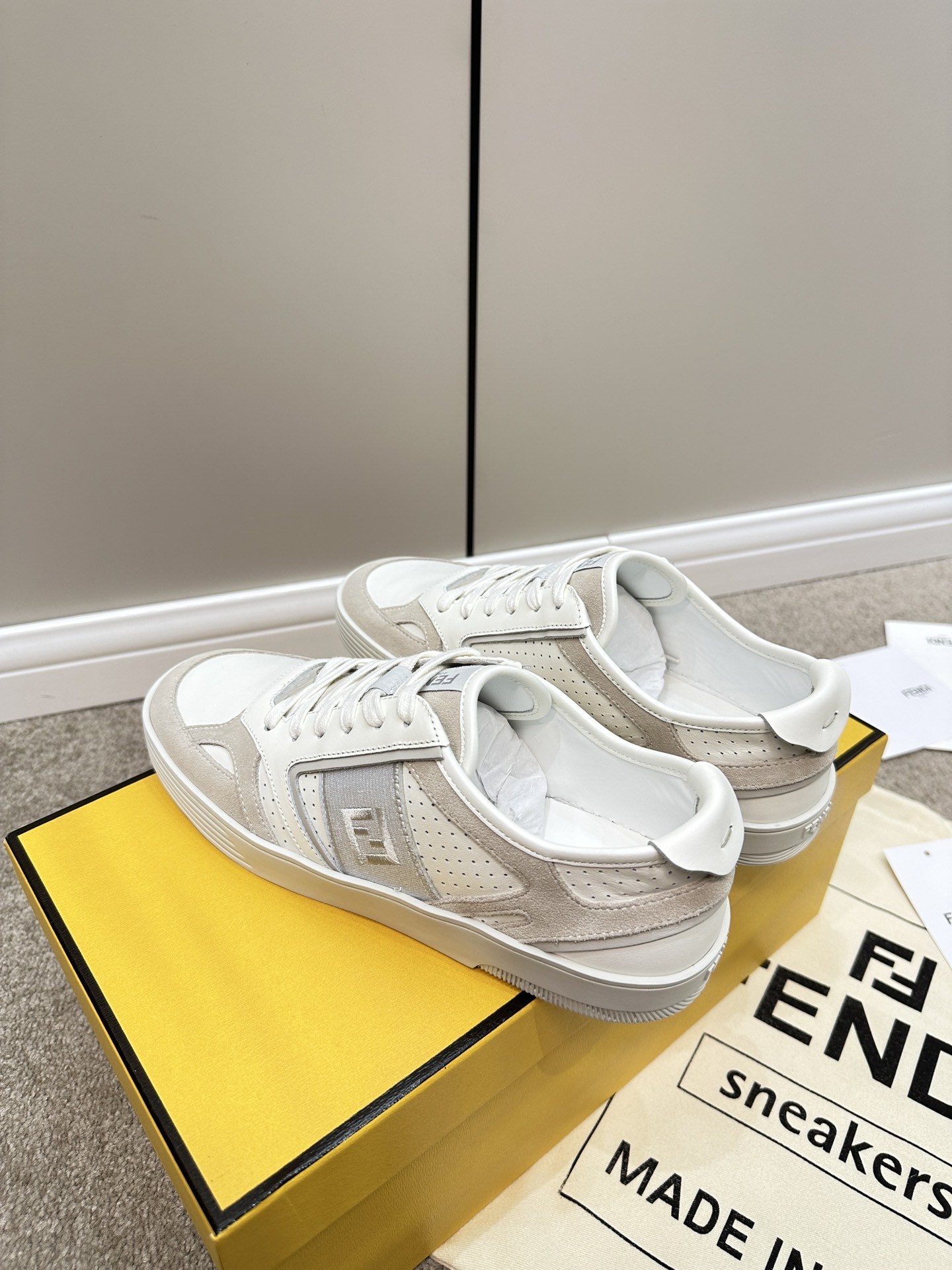 F**di Lace-Up Sneakers Cream For Women