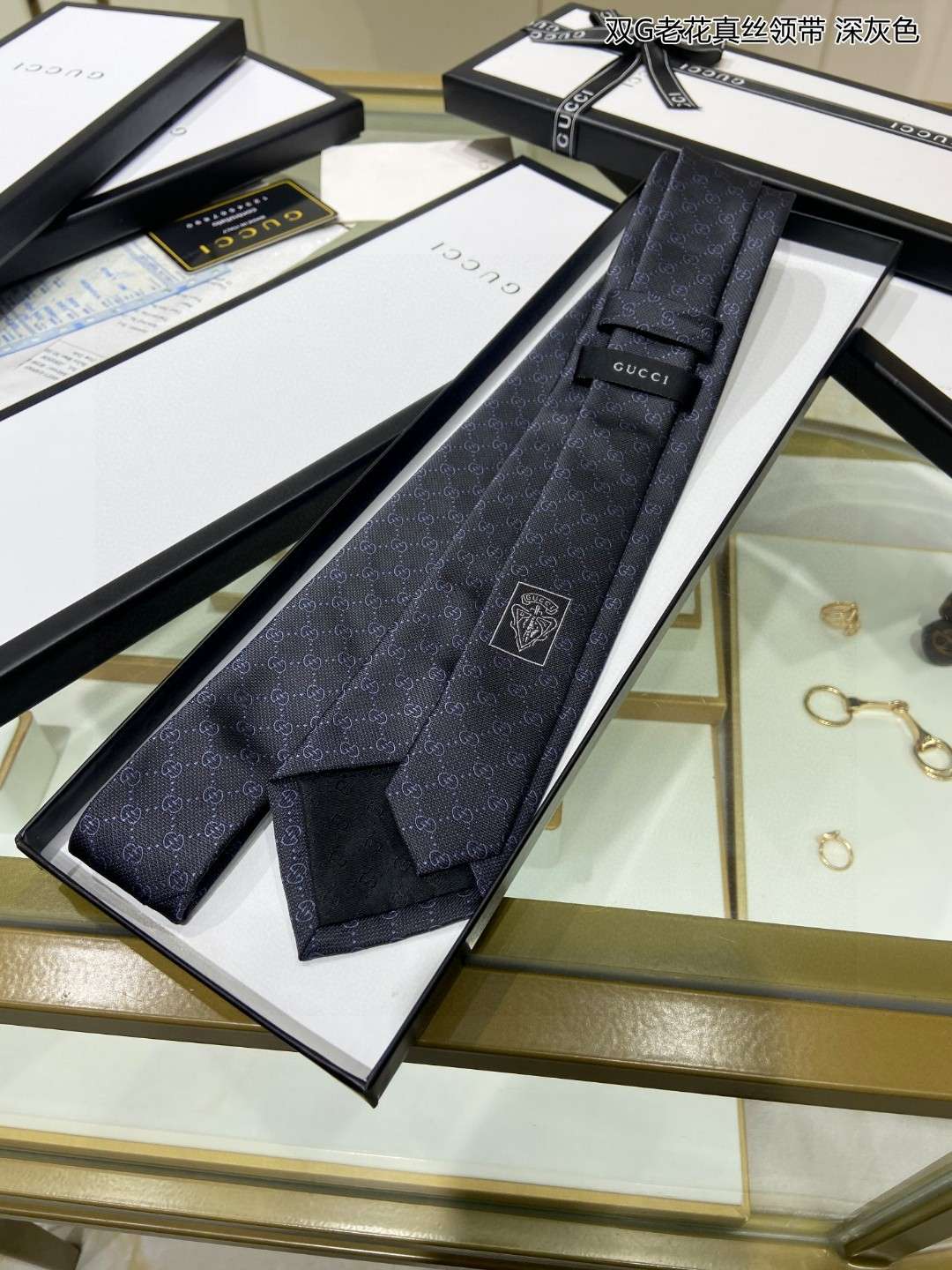 Gvc*1 Pattern Silk Tie Black For Men