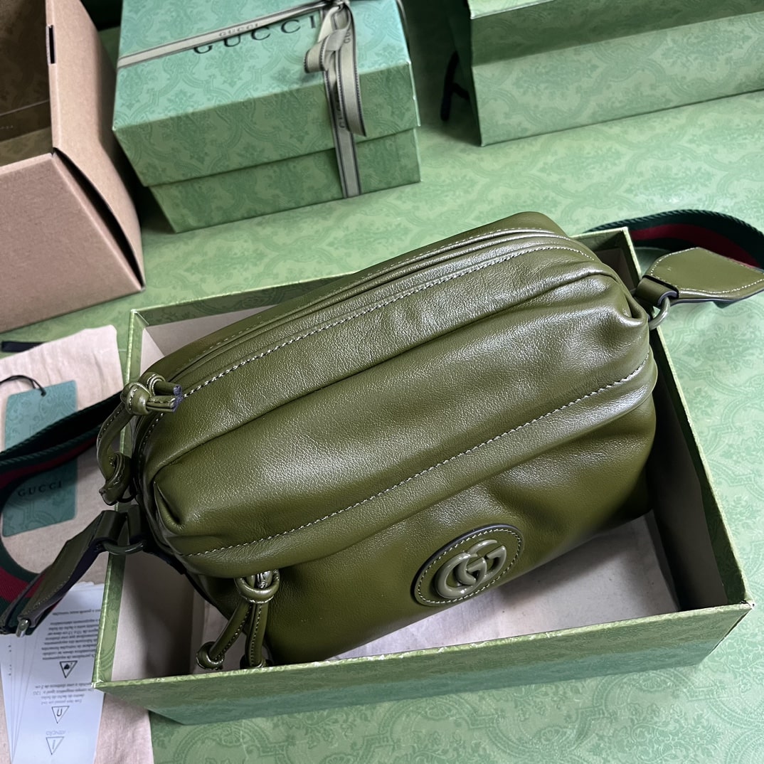 Gvc*1 Shoulder Tonal Double G Bag Green Khaki/Black For Men 23.3cm/9.2in 725696 AABDH 3353