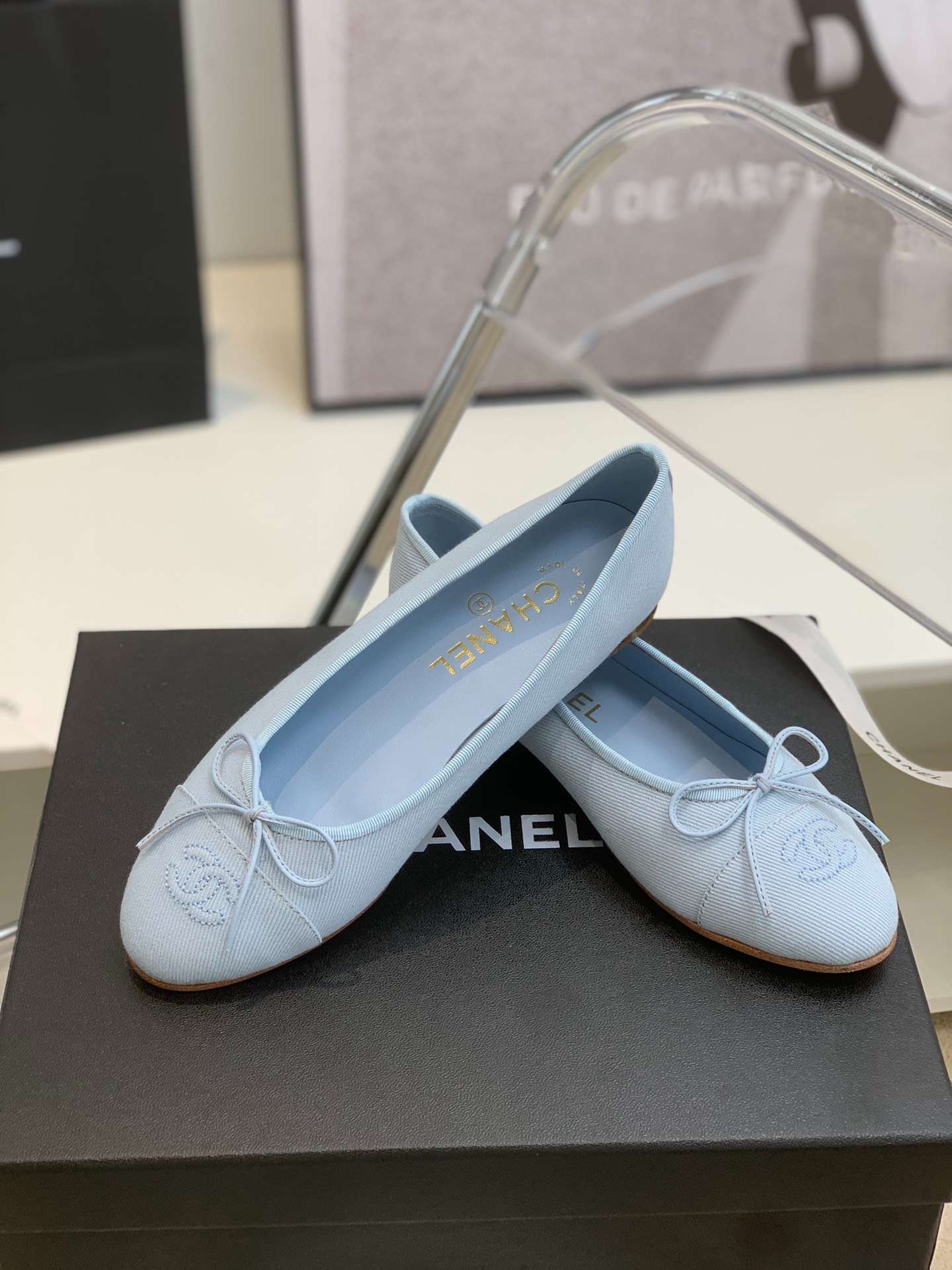 Ch**el Ballet Flats Light Blue For Women