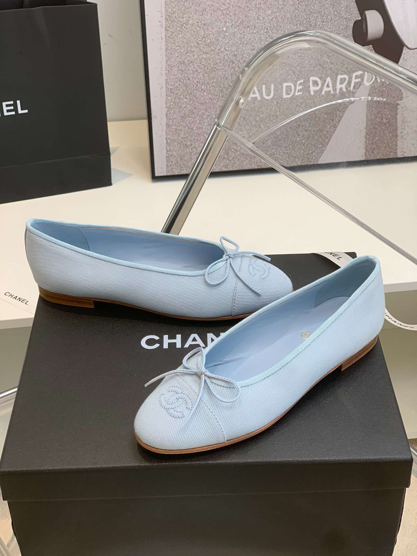 Ch**el Ballet Flats Light Blue For Women