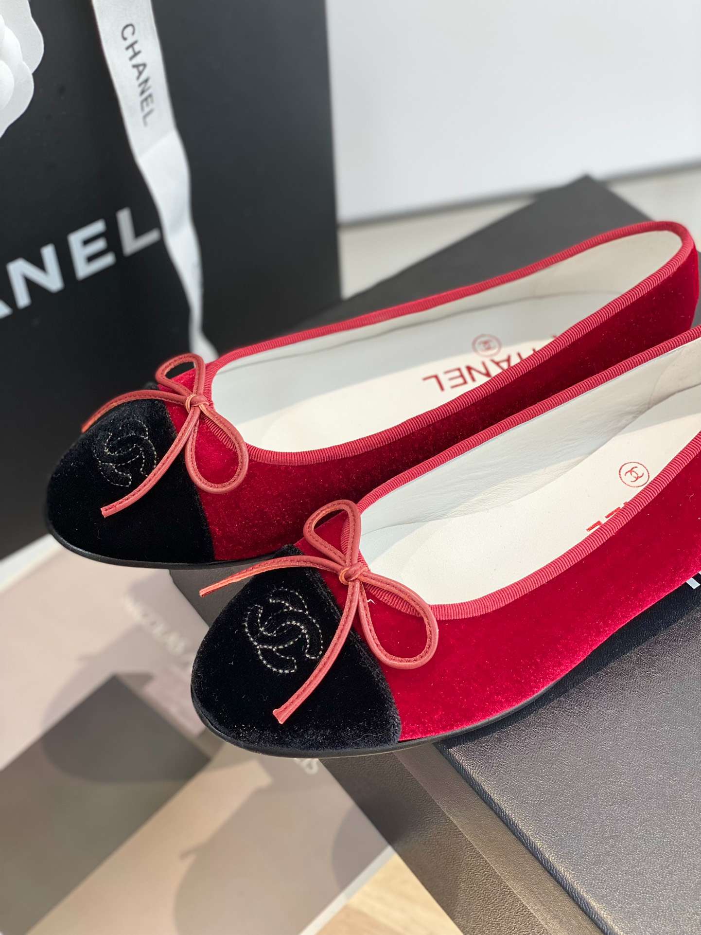 Ch**el Ballet Flats Red For Women