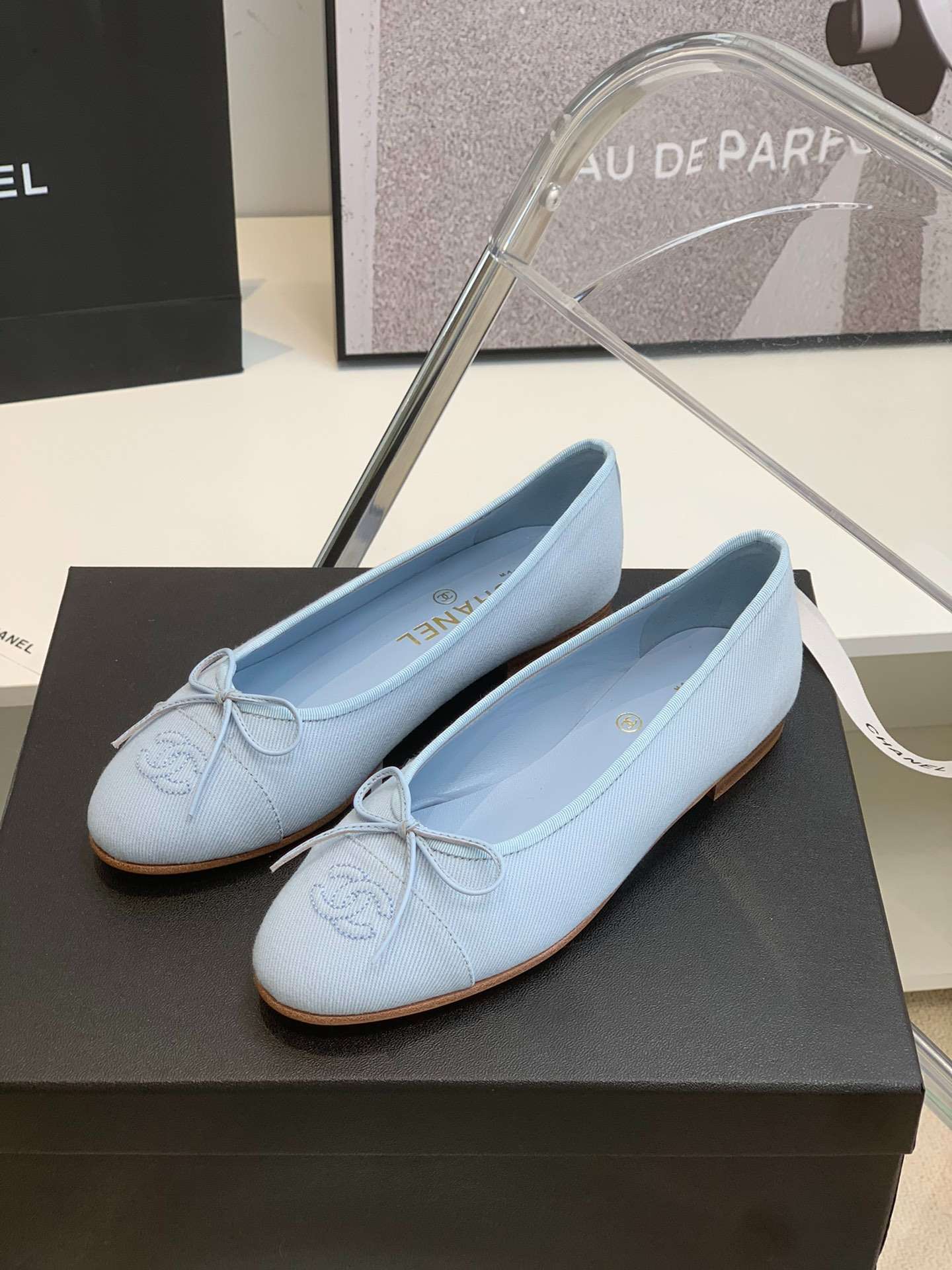 Ch**el Ballet Flats Light Blue For Women