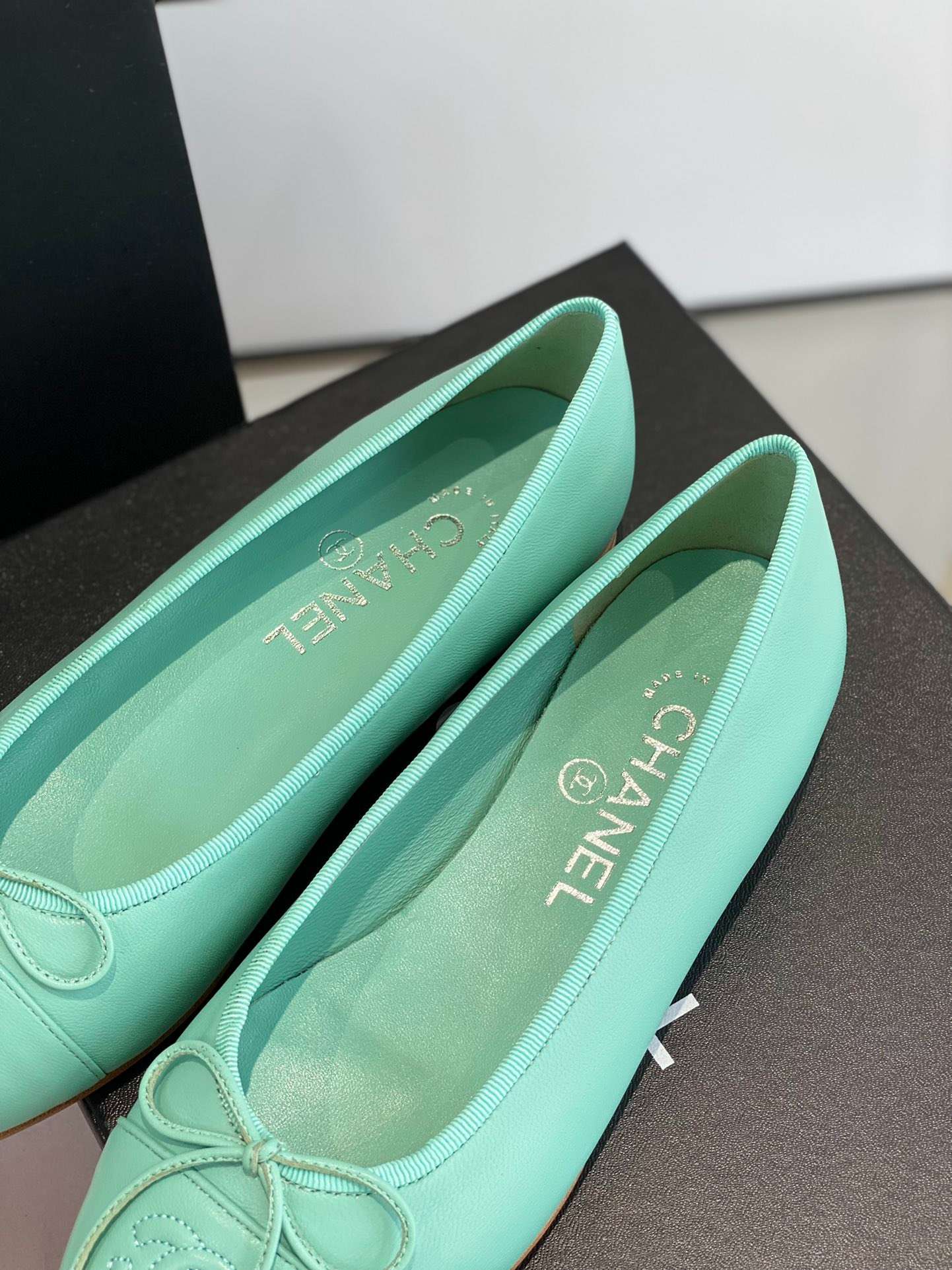 Ch**el Ballet Flats Jade Green For Women
