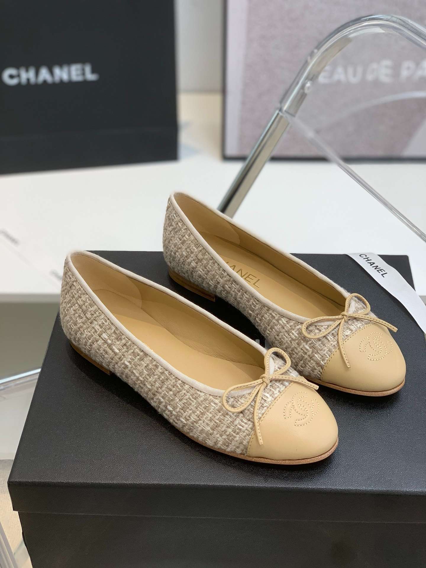 Ch**el Ballet Flats Beige For Women