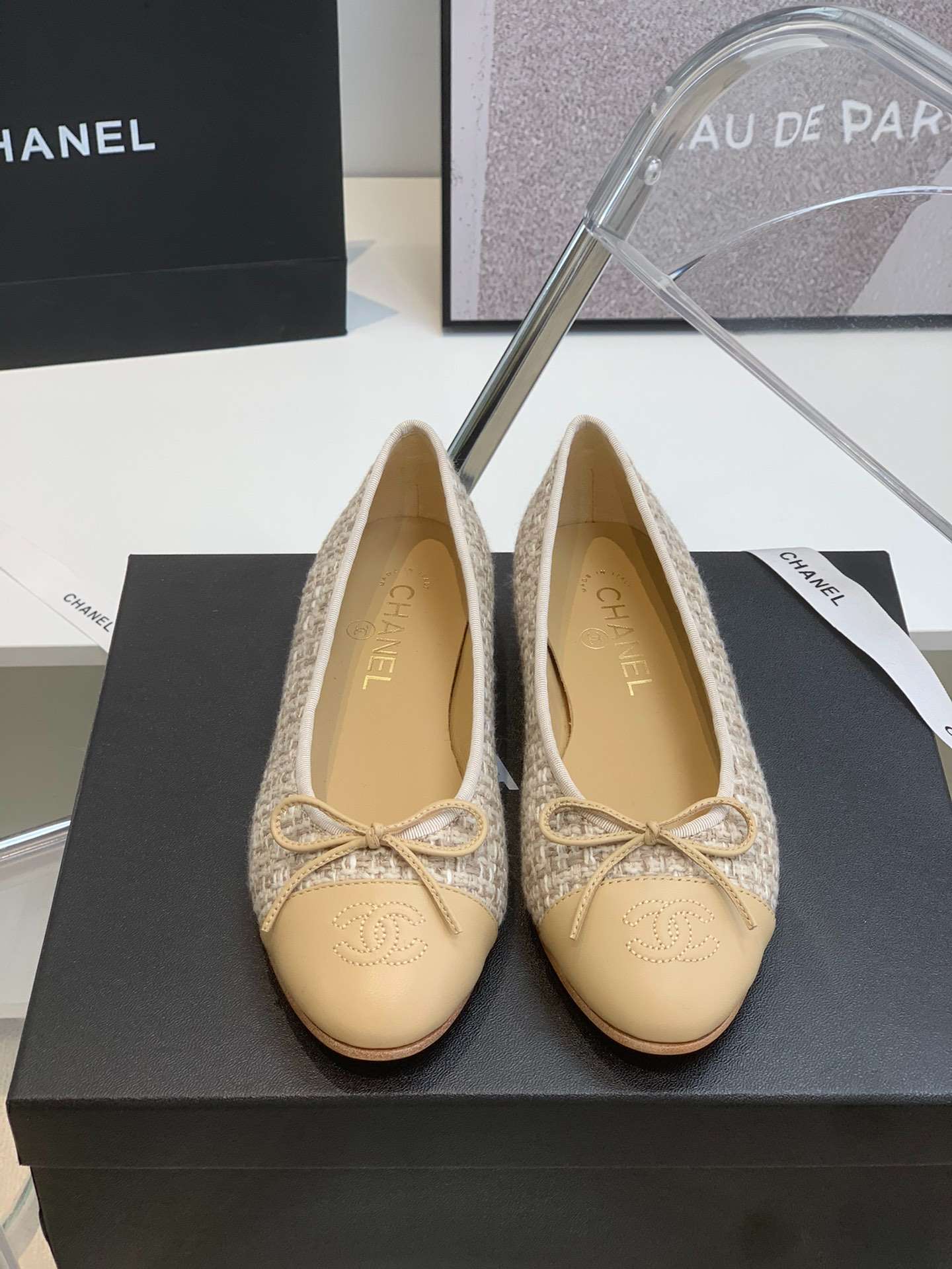 Ch**el Ballet Flats Beige For Women