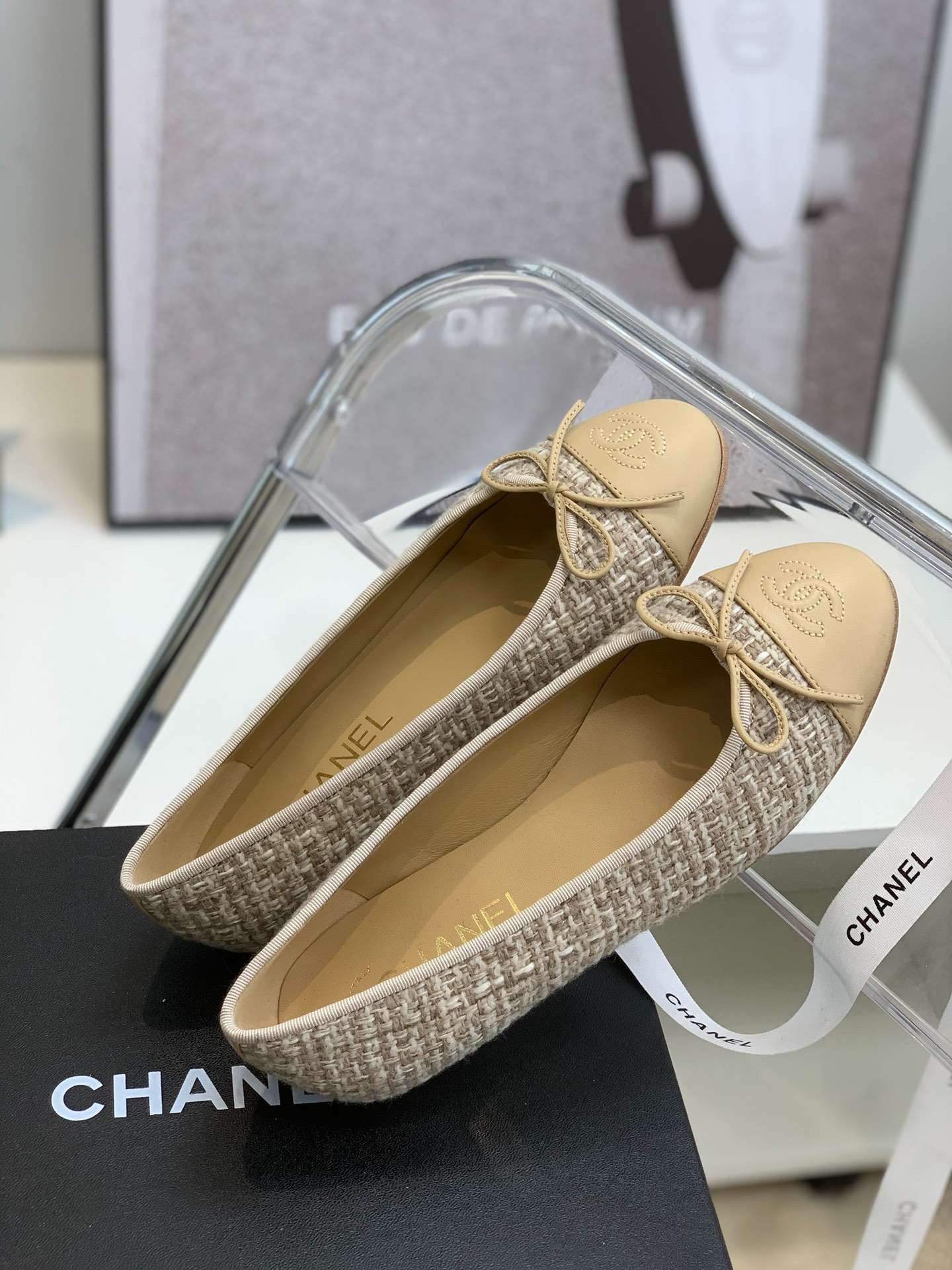 Ch**el Ballet Flats Beige For Women