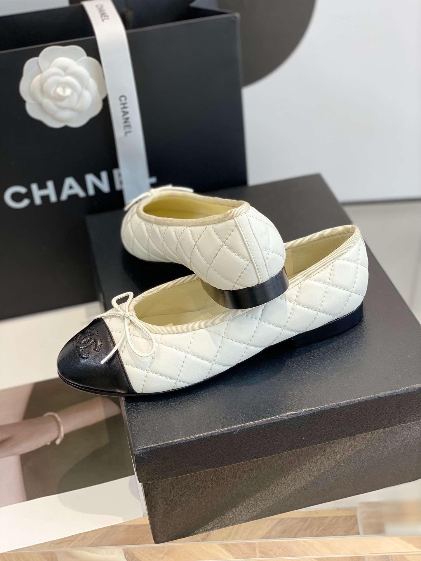 Ch**el Ballet Flats White For Women