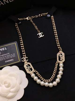 Ch**el Pearl Necklace Gold For Women