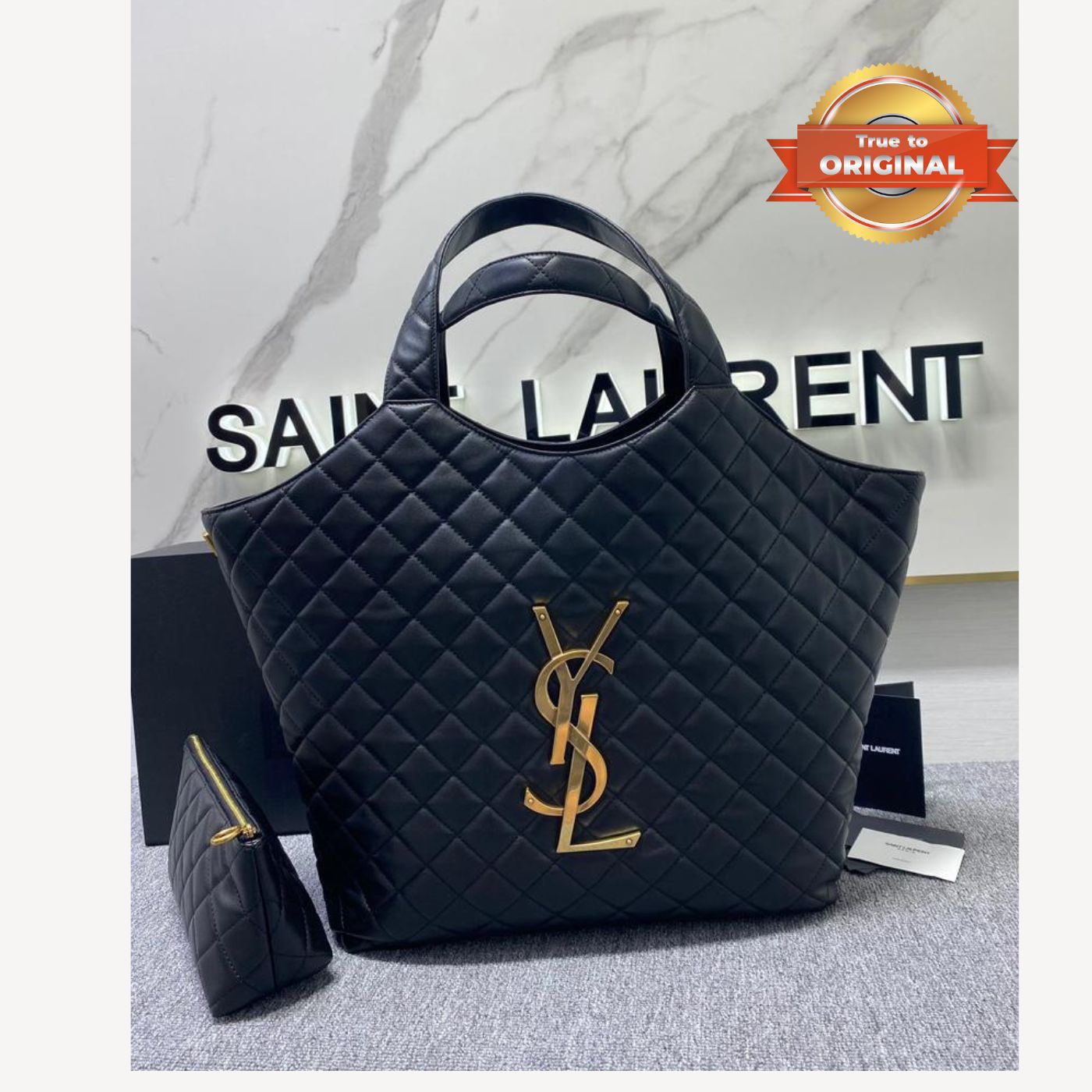 [True-to-ORIGINAL] Sa1nt Lau*nt Icare Maxi Shopping Bag Black For Women 16.9in/43cm 698651AAANG1000