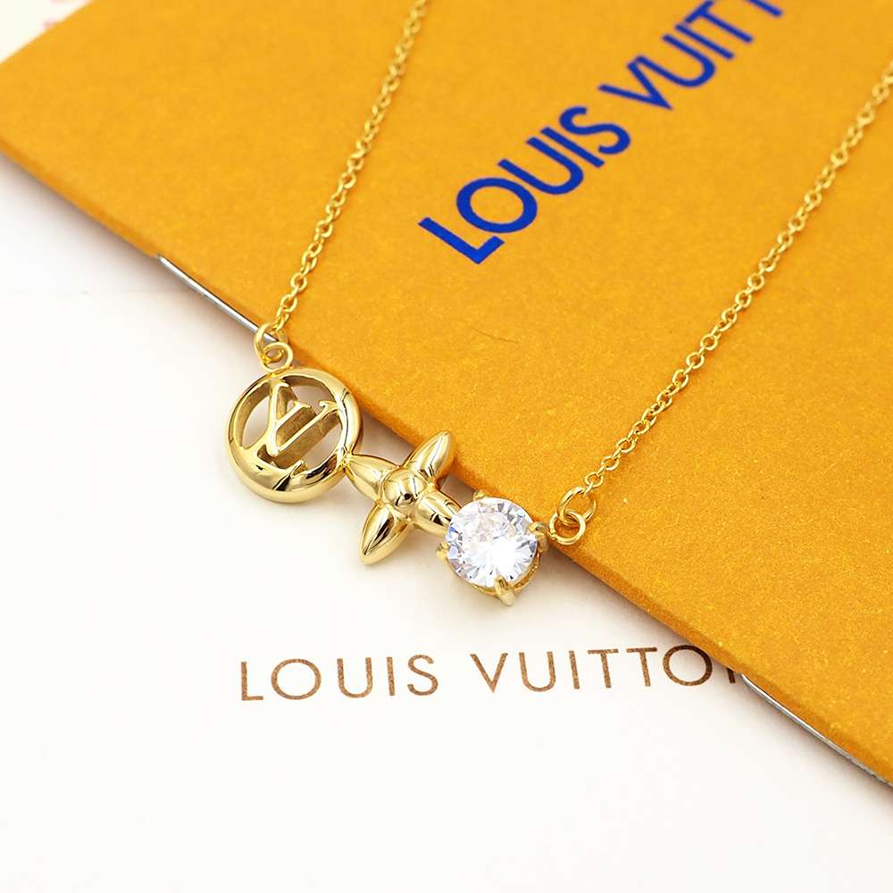 L0vis Vvtt0n LV Circle Logo Necklace Gold For Women