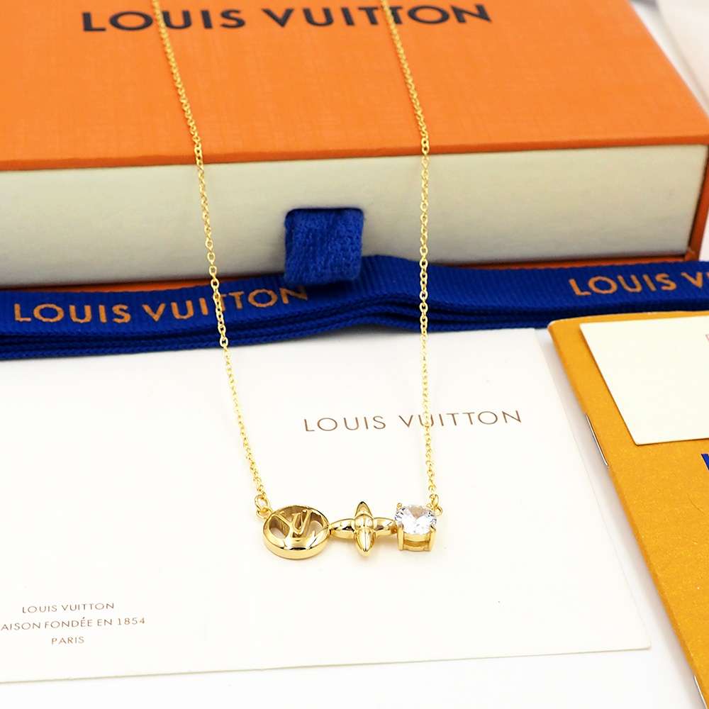 L0vis Vvtt0n LV Circle Logo Necklace Gold For Women