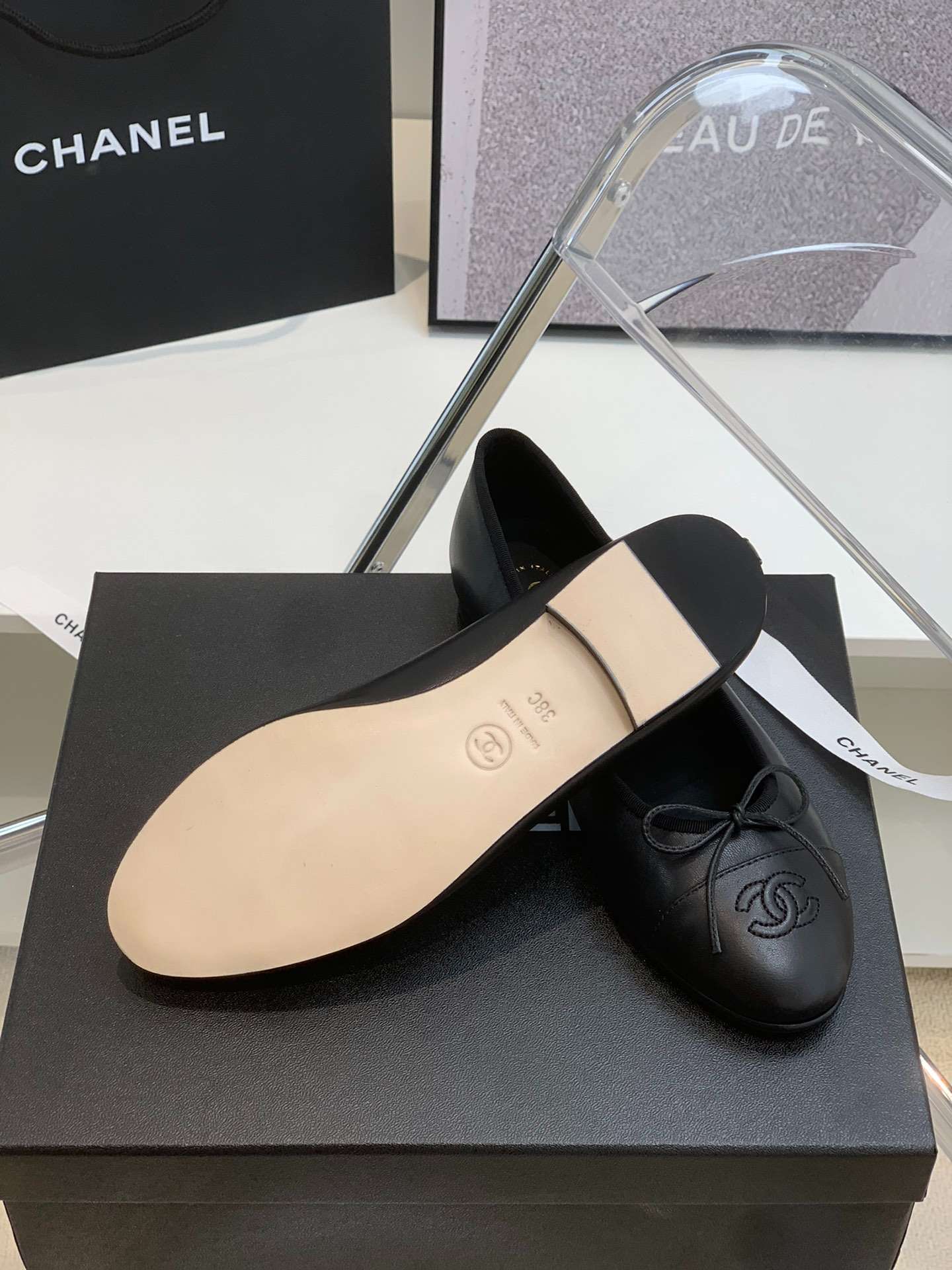 Ch**el Ballet Flats Black For Women