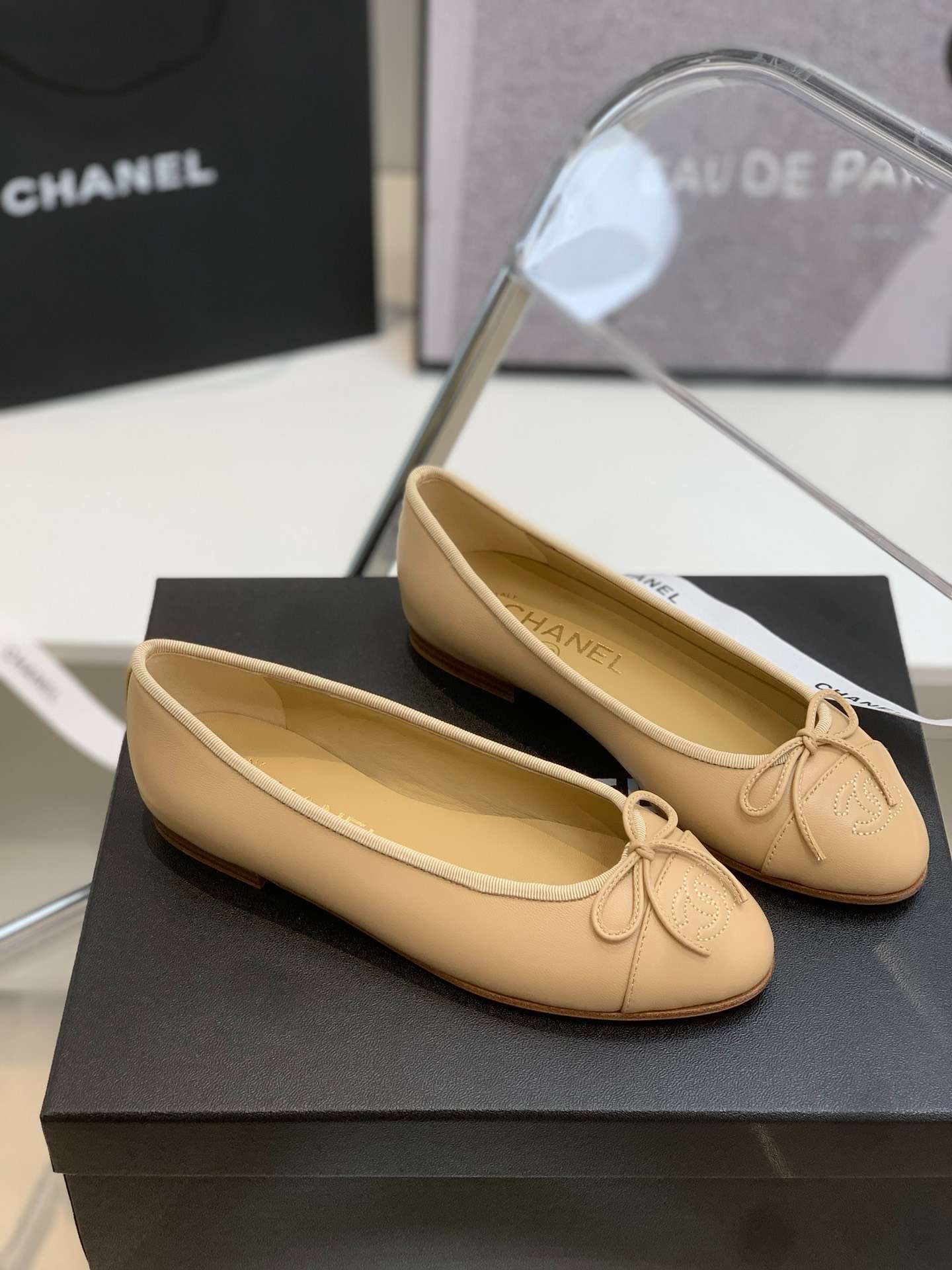 Ch**el Ballet Flats Cream For Women