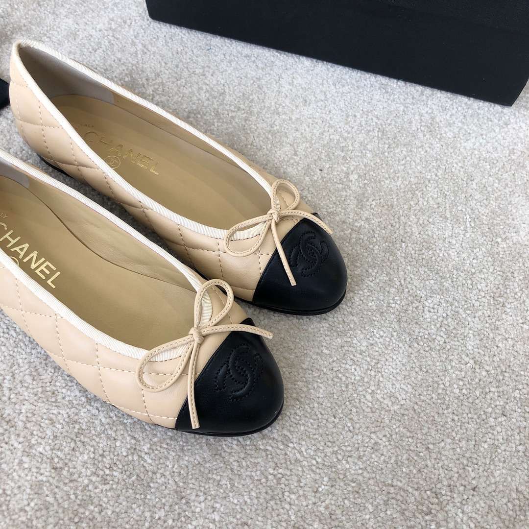 Ch**el Ballet Flats Beige For Women