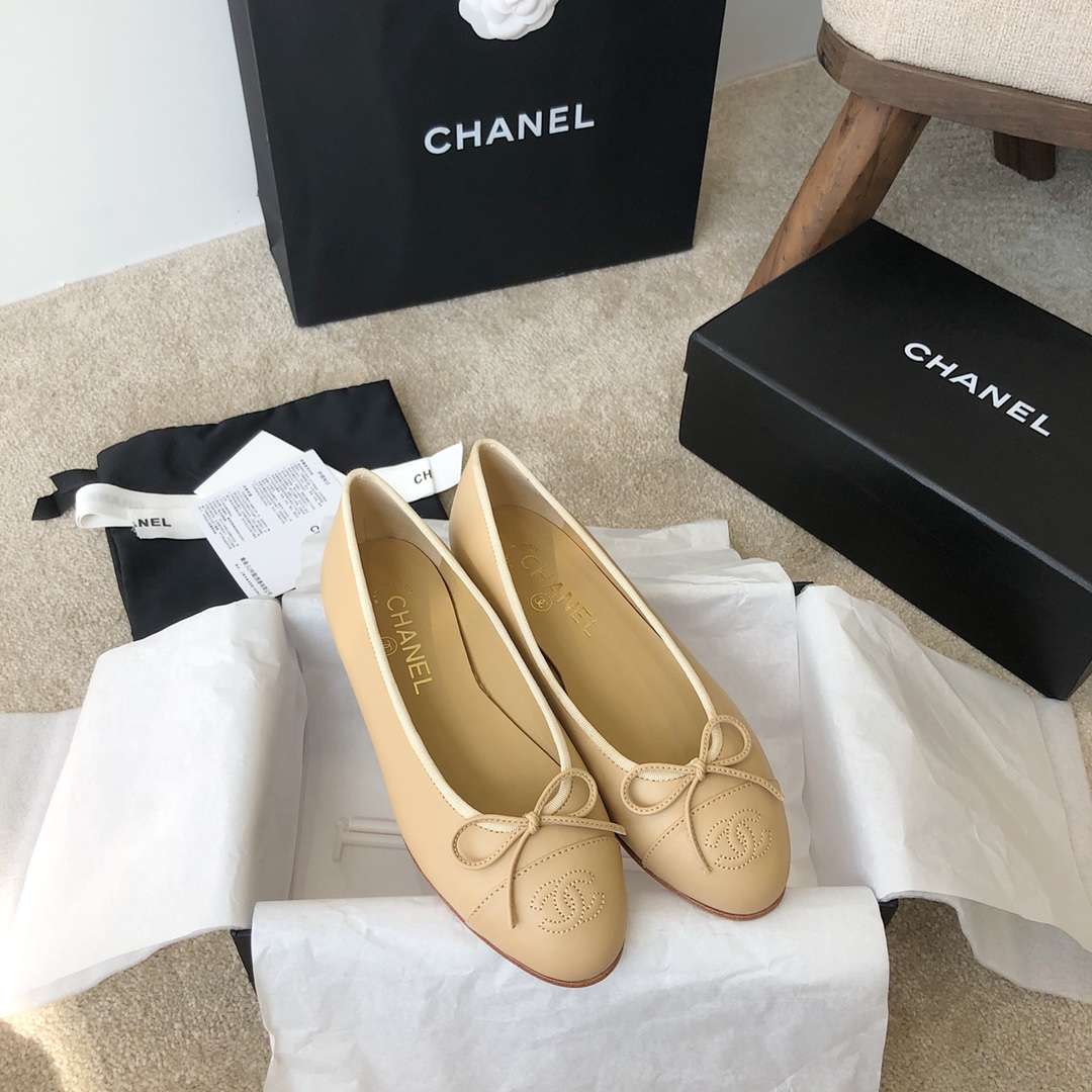 Ch**el Ballet Flats Beige For Women