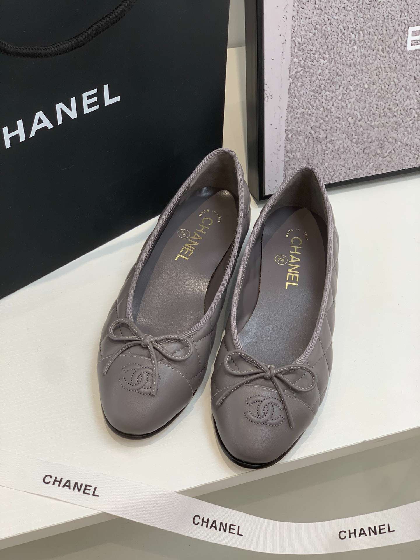 Ch**el Ballet Flats Grey For Women