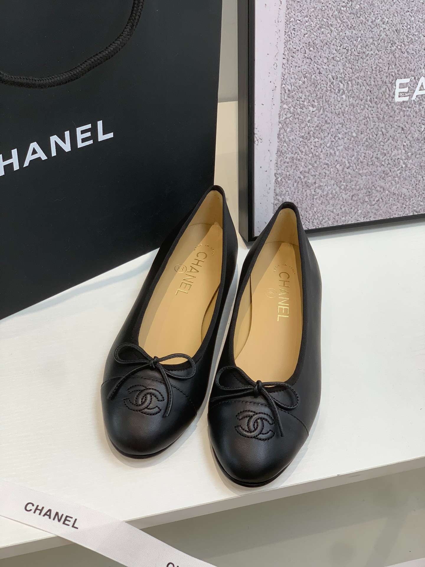 Ch**el Ballet Flats Black For Women