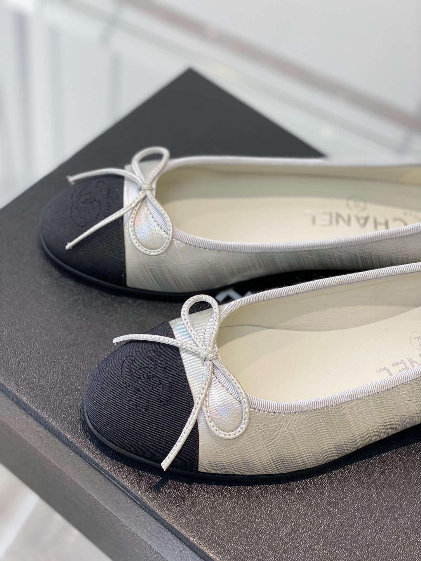 Ch**el Ballet Flats Silver For Women