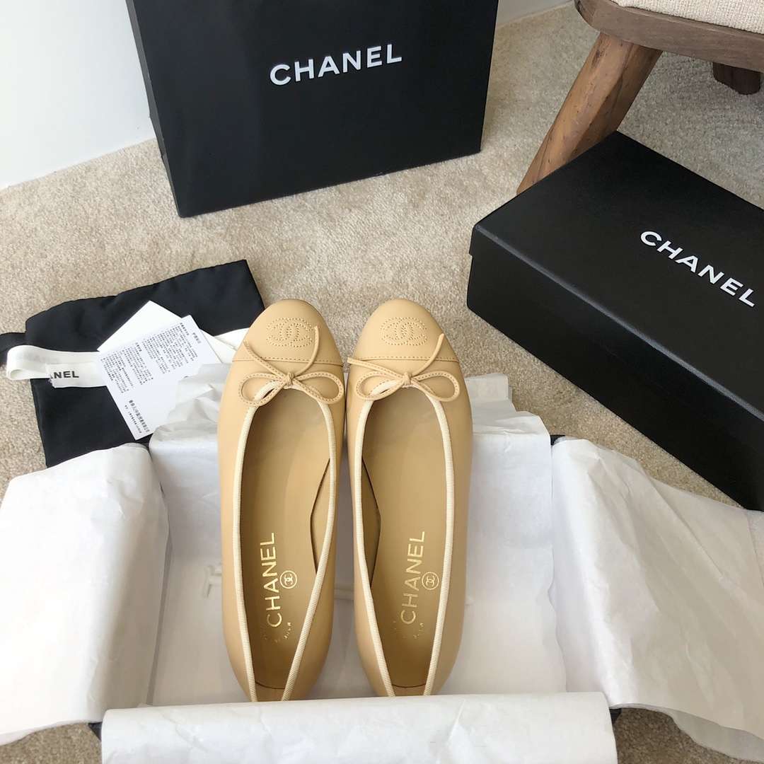 Ch**el Ballet Flats Beige For Women