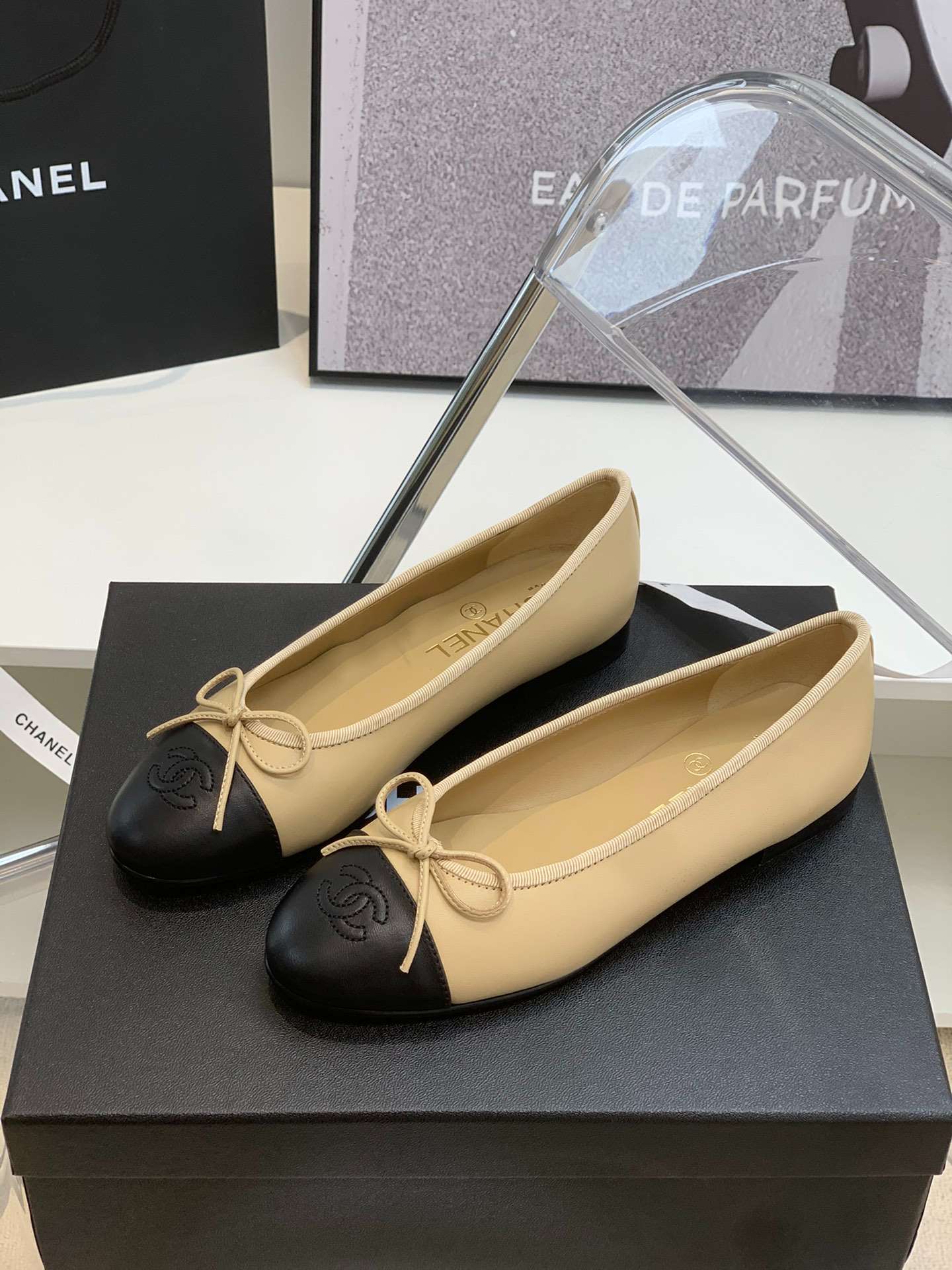 Ch**el Ballet Flats Beige For Women