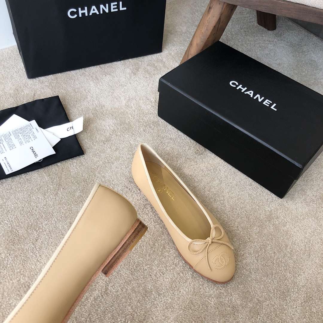 Ch**el Ballet Flats Beige For Women