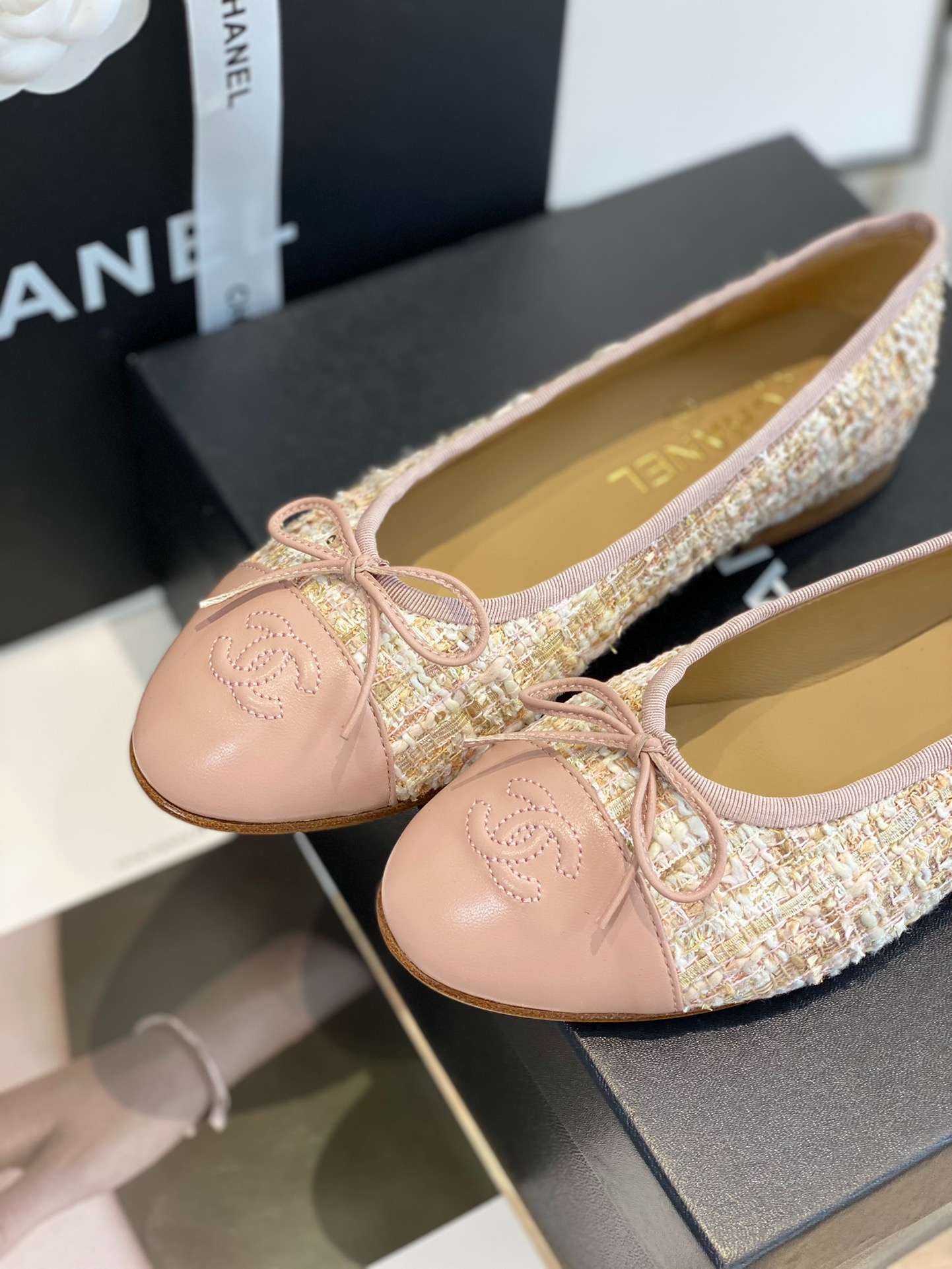 Ch**el Ballet Flats Beige For Women