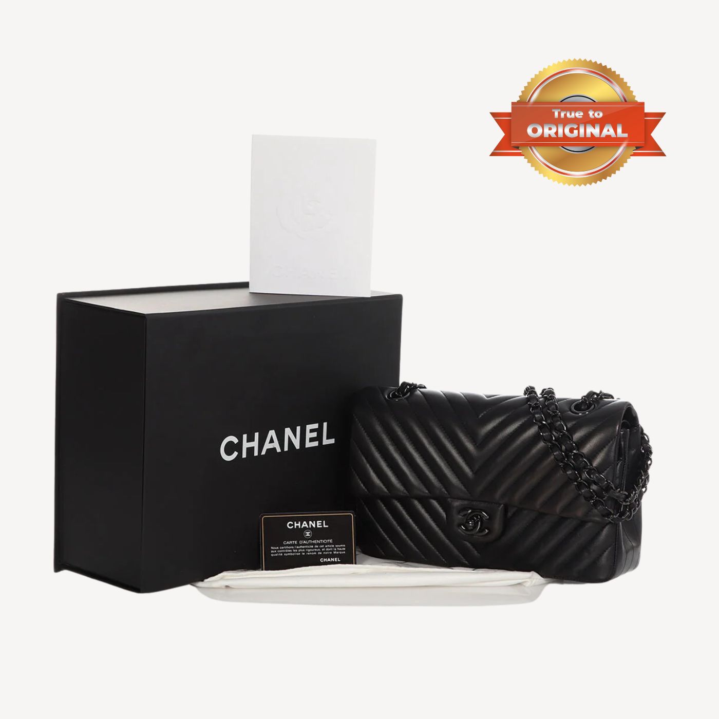 [True-to-ORIGINAL] Ch**el Chevron Classic Handbag Black For Women 10.2in/26cm