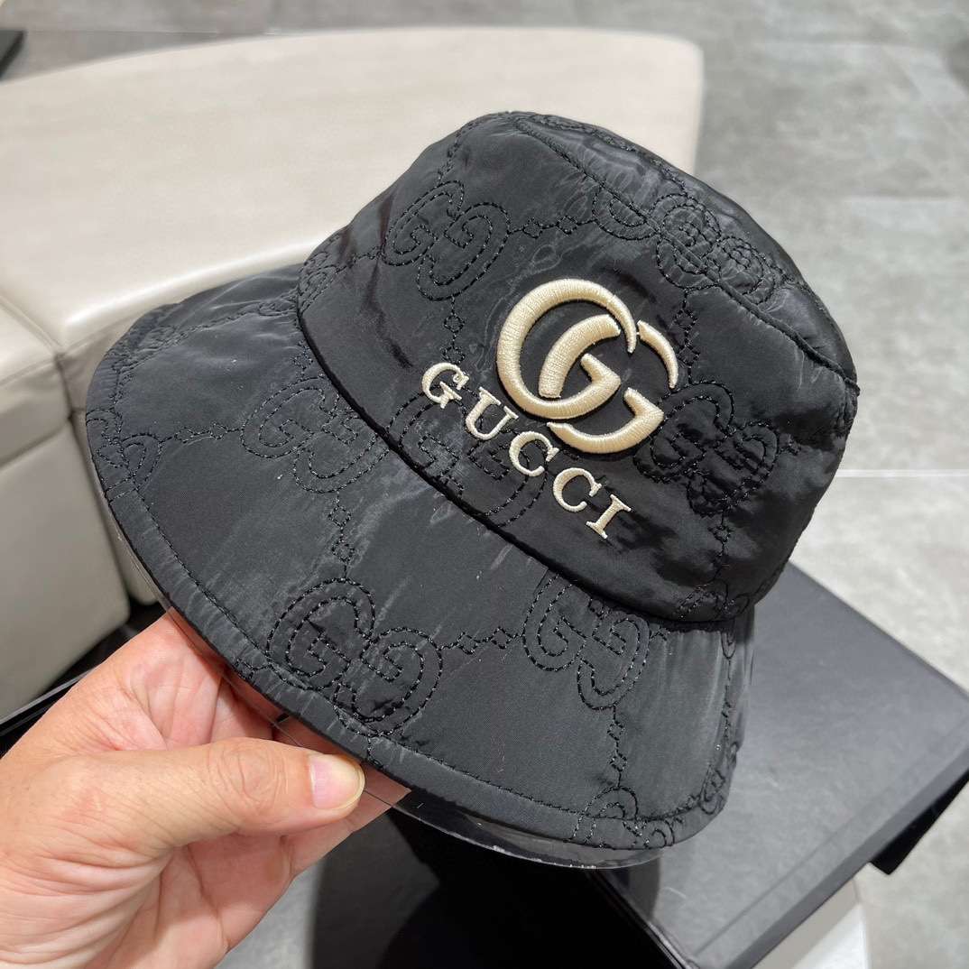 Gvc*1 Quilted Bucket Hat Black For Women