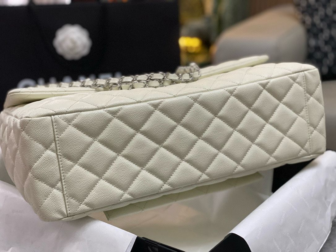 Ch**el Maxi Jumbo XL Classic Bag White For Women 35cm/13.8in