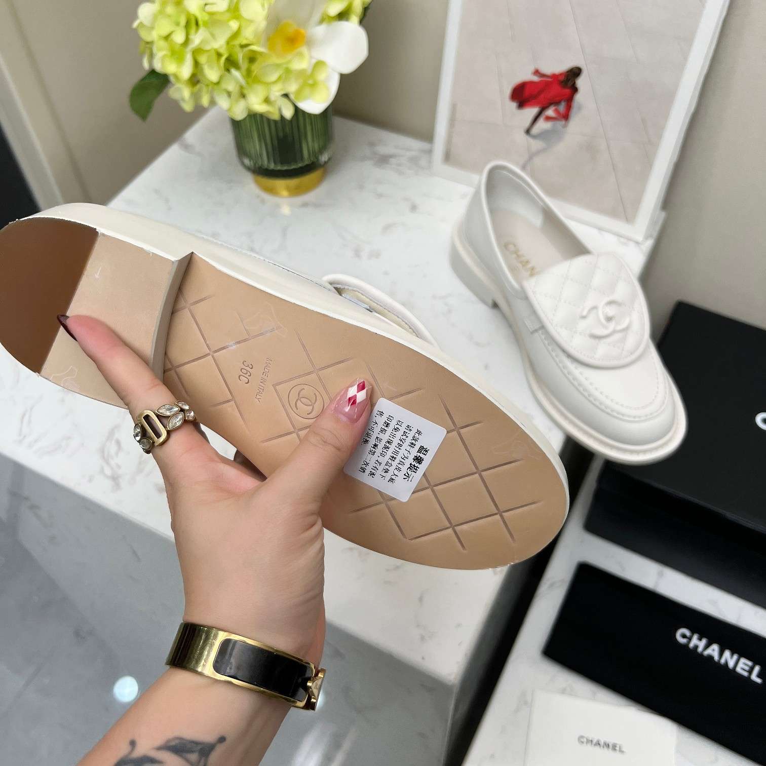 Ch**el Moccasins White For Women