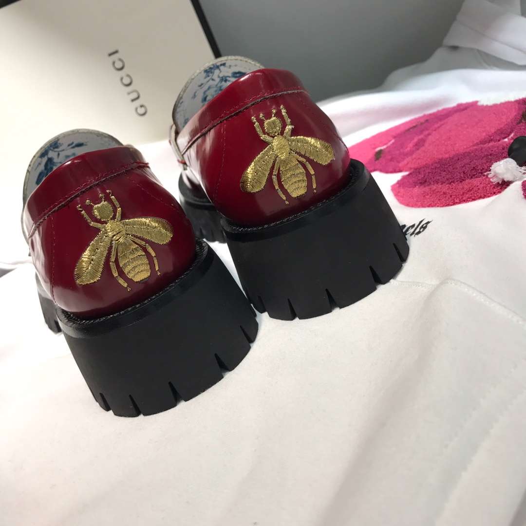 Gvc*1 Lug Sole Horsebit Accent Loafers Burgundy For Women