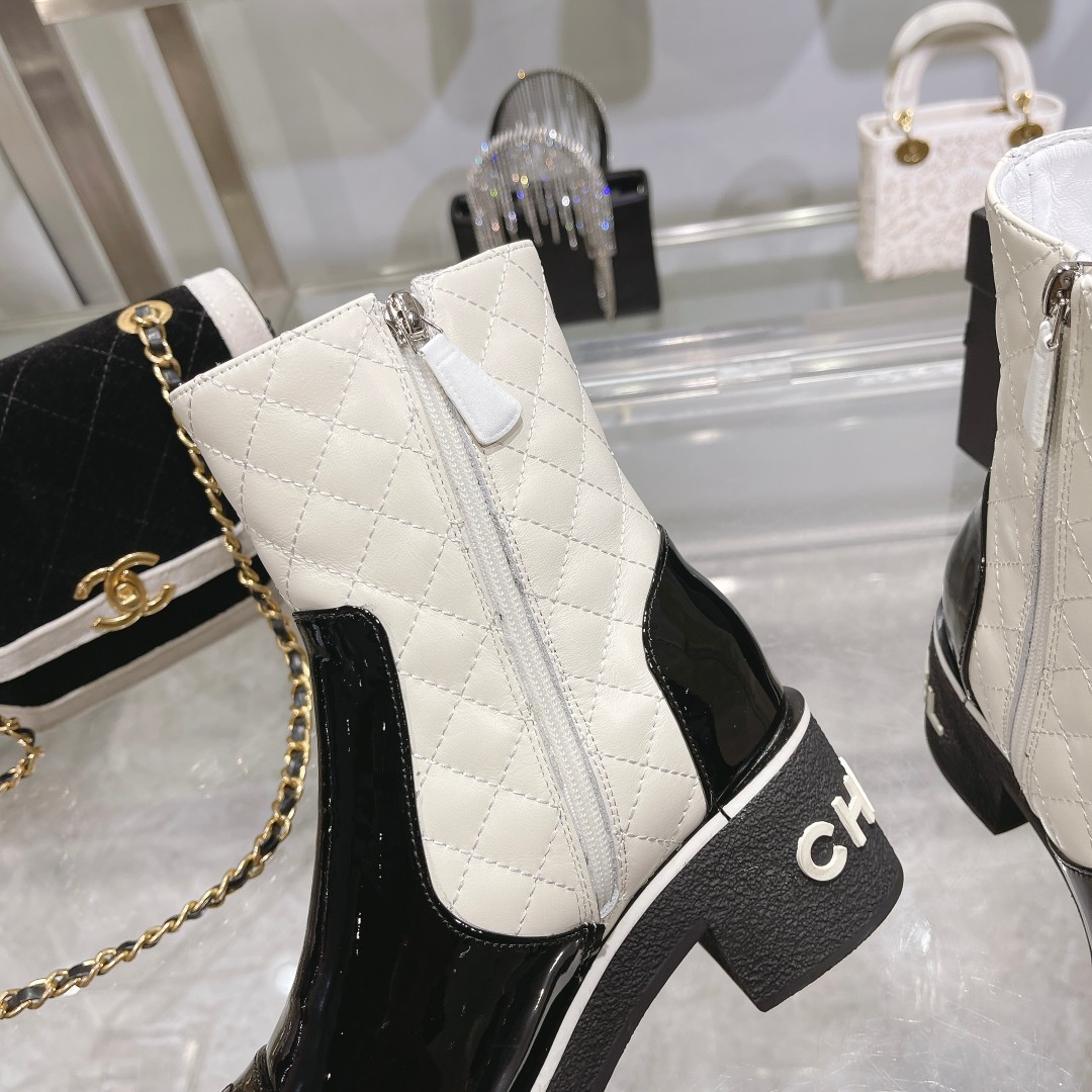 Ch**el Short Boots Black/White For Women