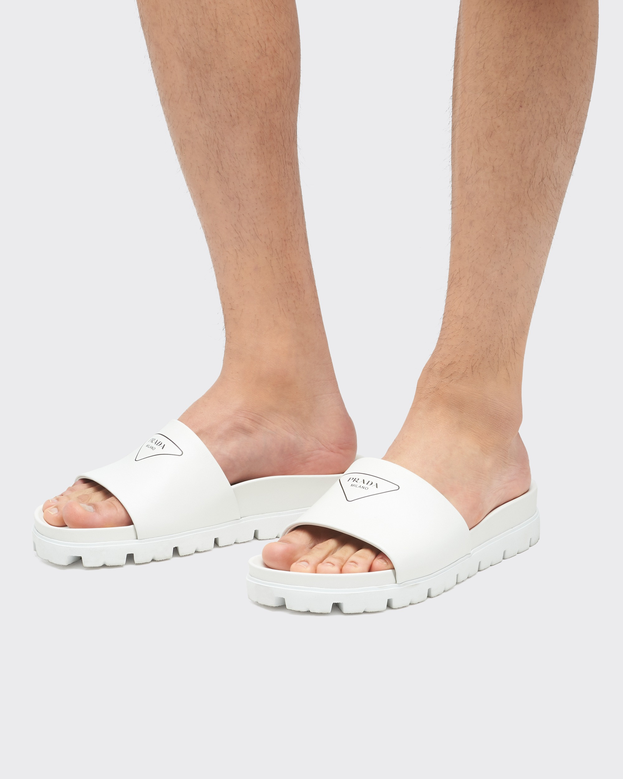 Pra*a Leather Slide Sandals For Men- 2X3060_A21_F0009