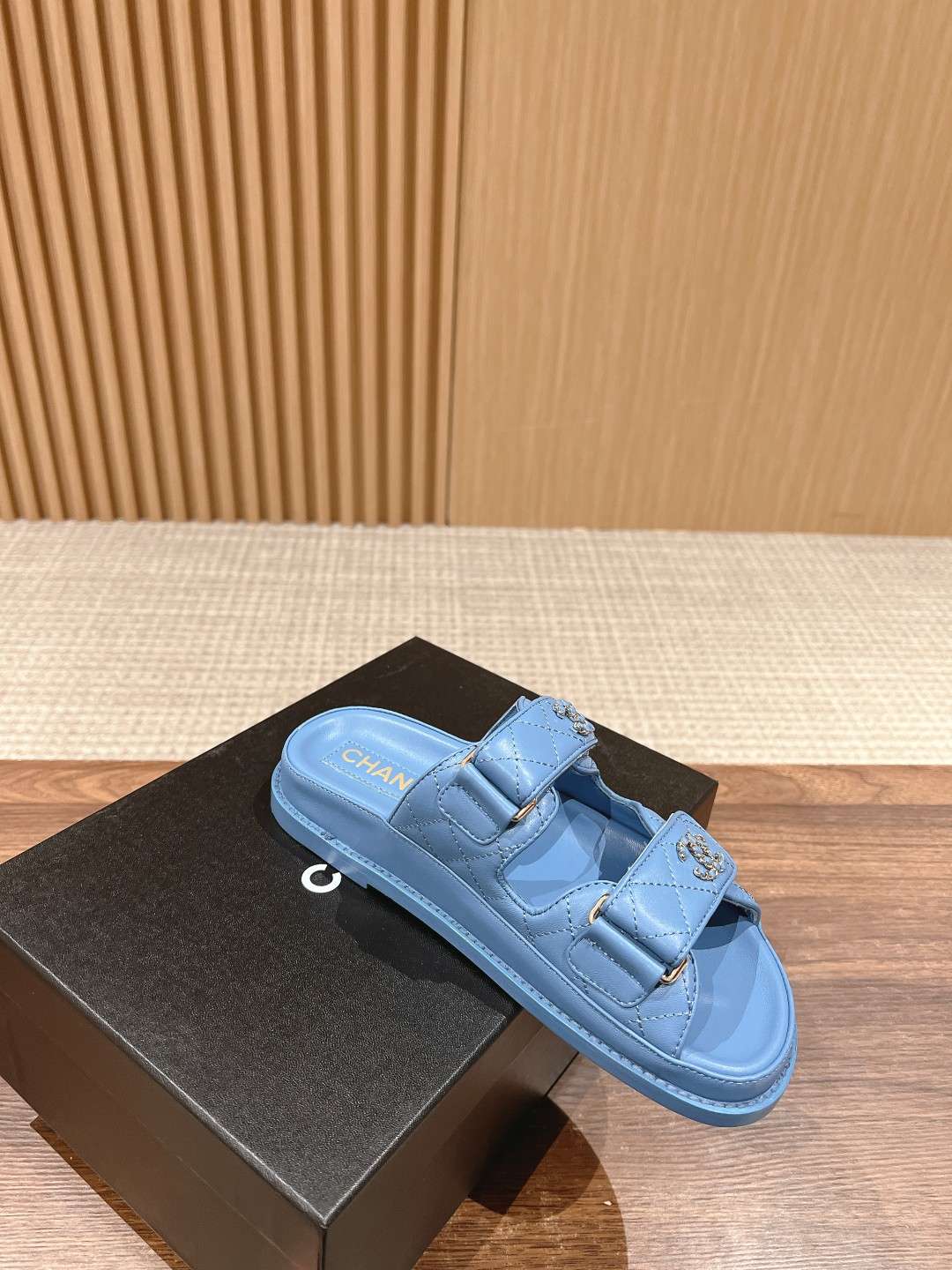 Ch**el Sandals With Ch**el Logo Blue For Women