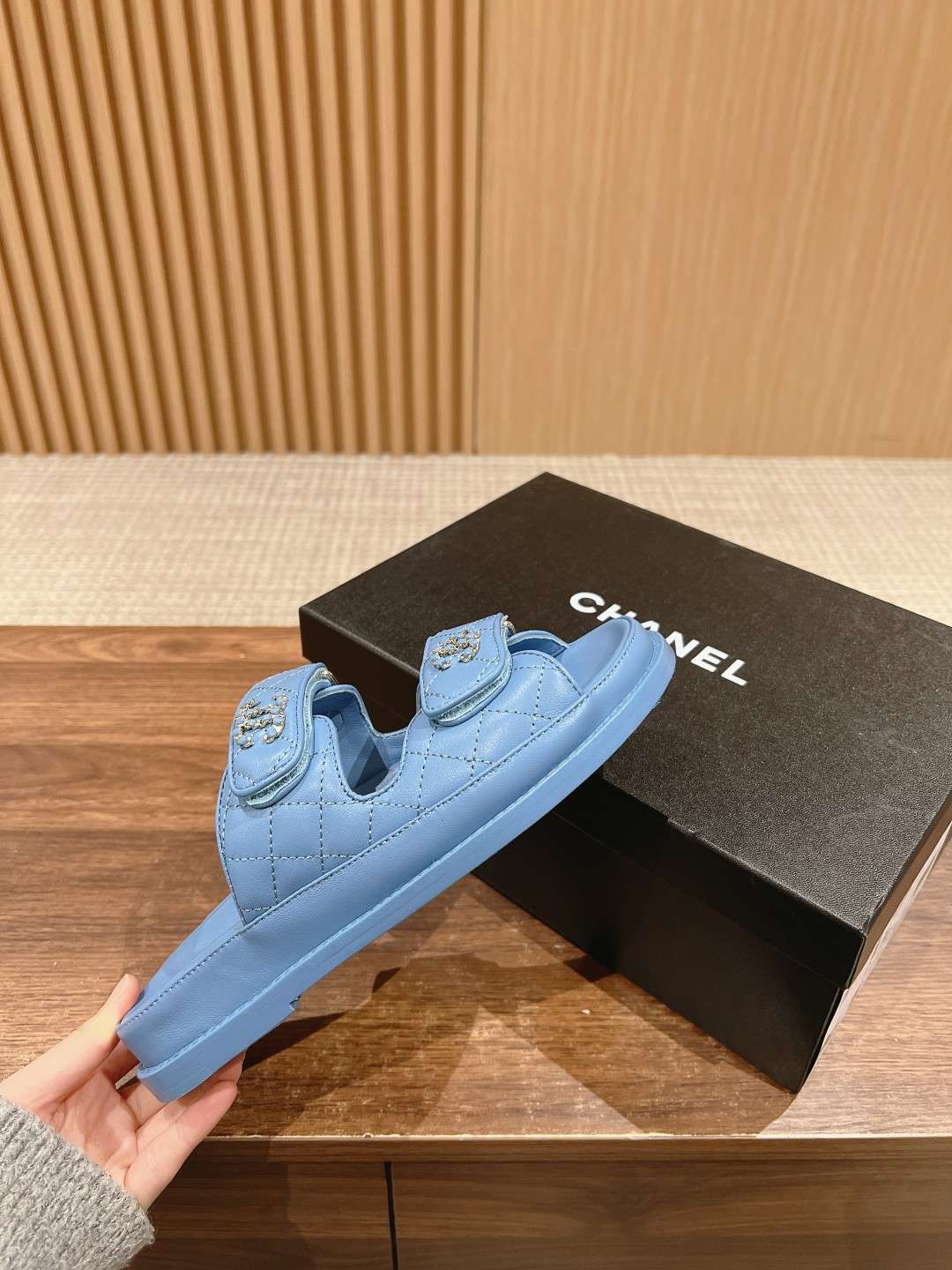 Ch**el Sandals With Ch**el Logo Blue For Women