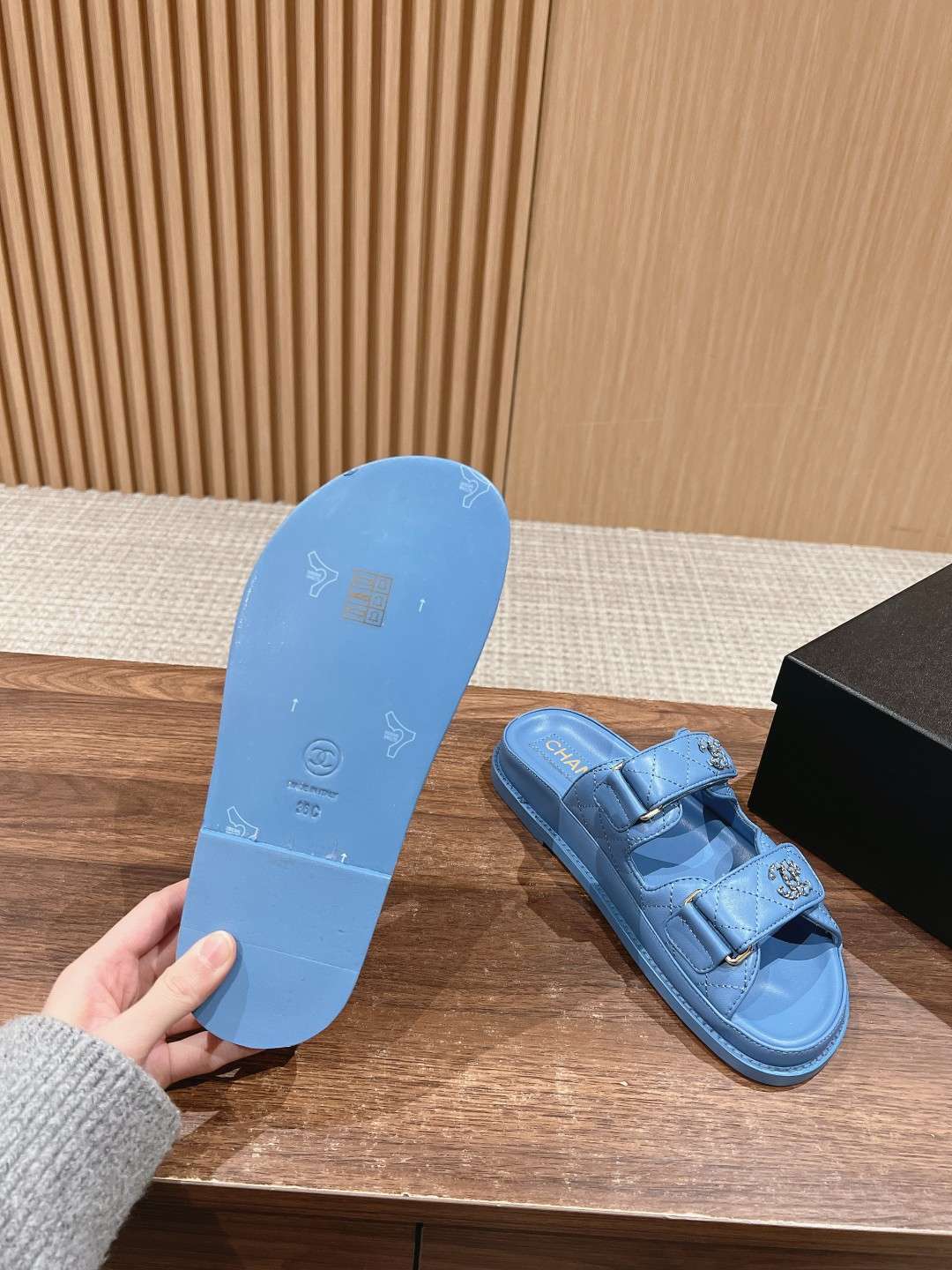 Ch**el Sandals With Ch**el Logo Blue For Women
