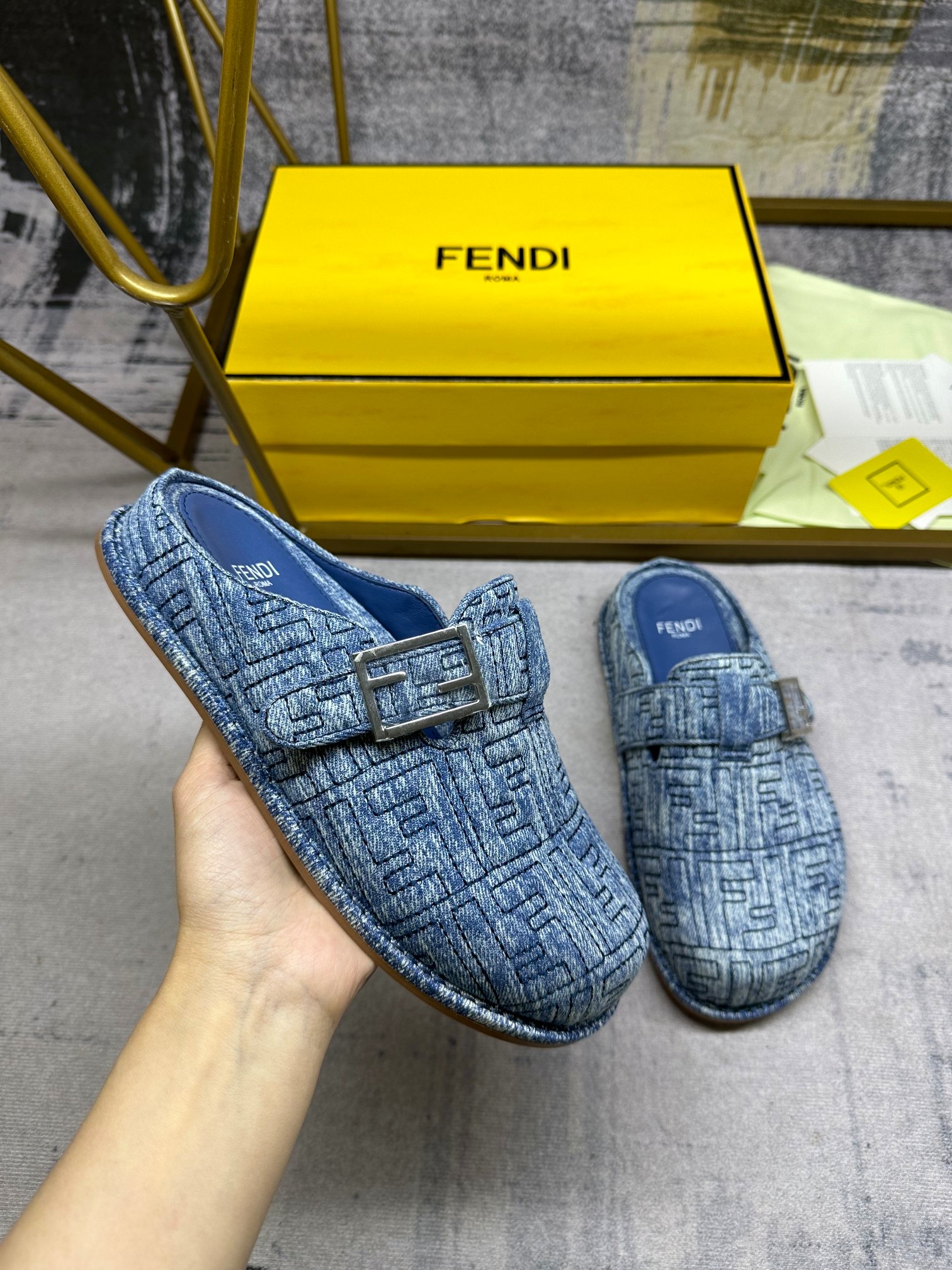 F**di Feel Mules Blue For Men