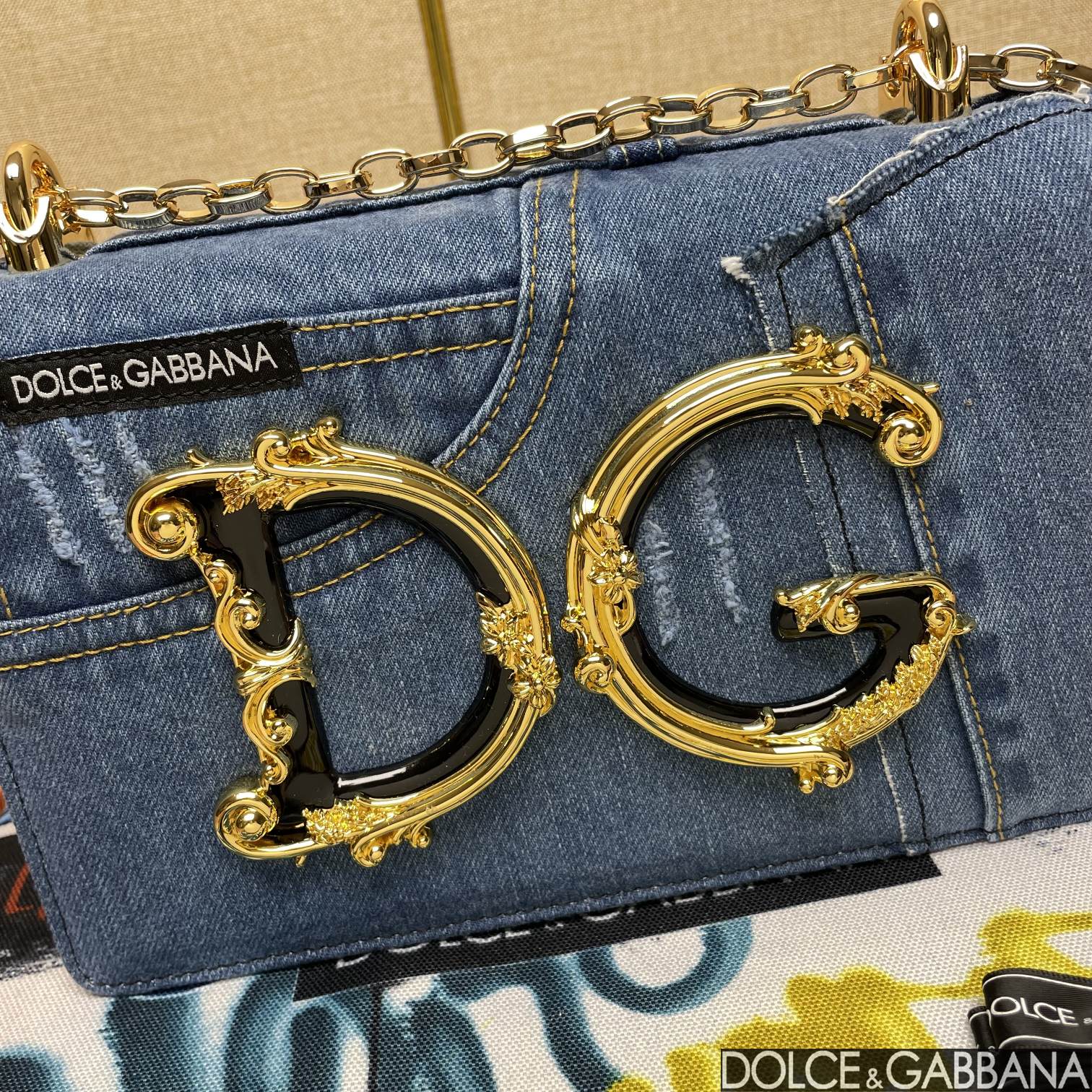 Dolce & Gabbana Girls Bag In Patchwork Denim And Plain Blue For Women 8.3in/21cm