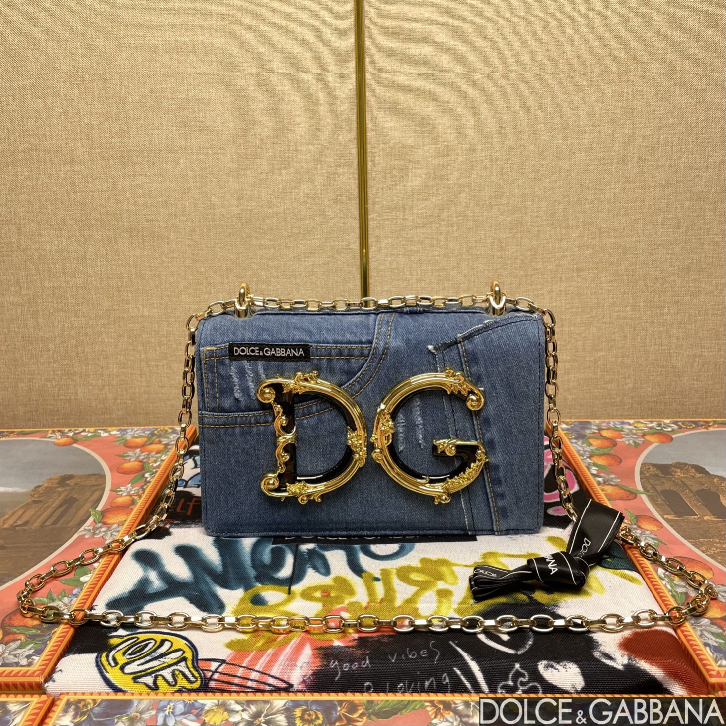Dolce & Gabbana Girls Bag In Patchwork Denim And Plain Blue For Women 8.3in/21cm