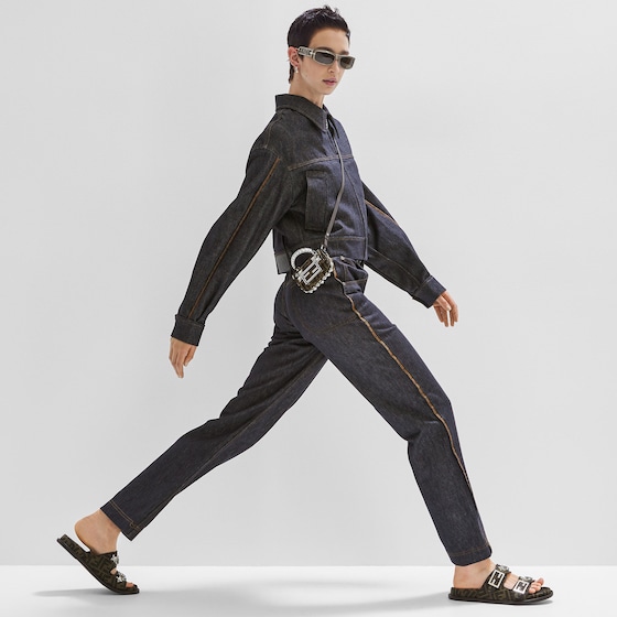 F**di Feel Fabric Slides Brown For Women 8X8326AQ65F1MYE