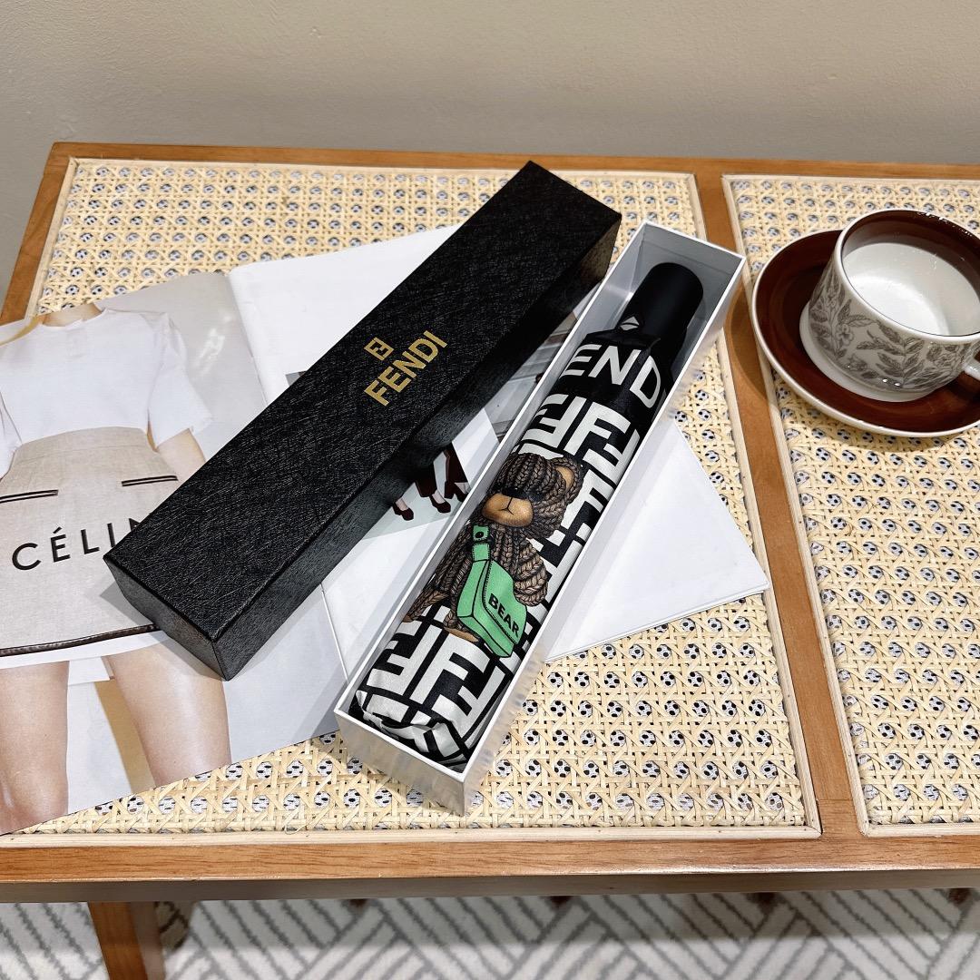 F**di Logo Compact Umbrella White