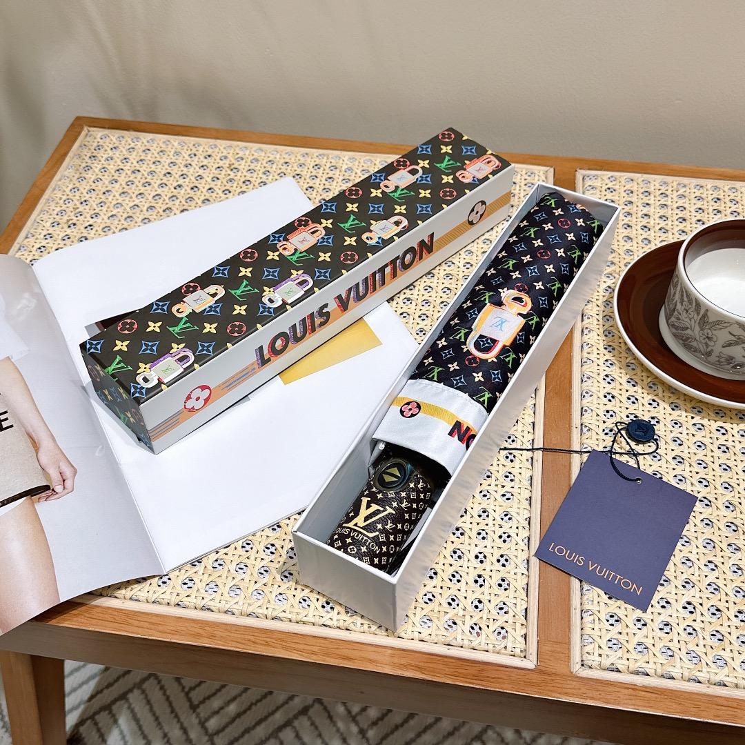 L0vis Vvtt0n Monogram Printed Umbrella Black