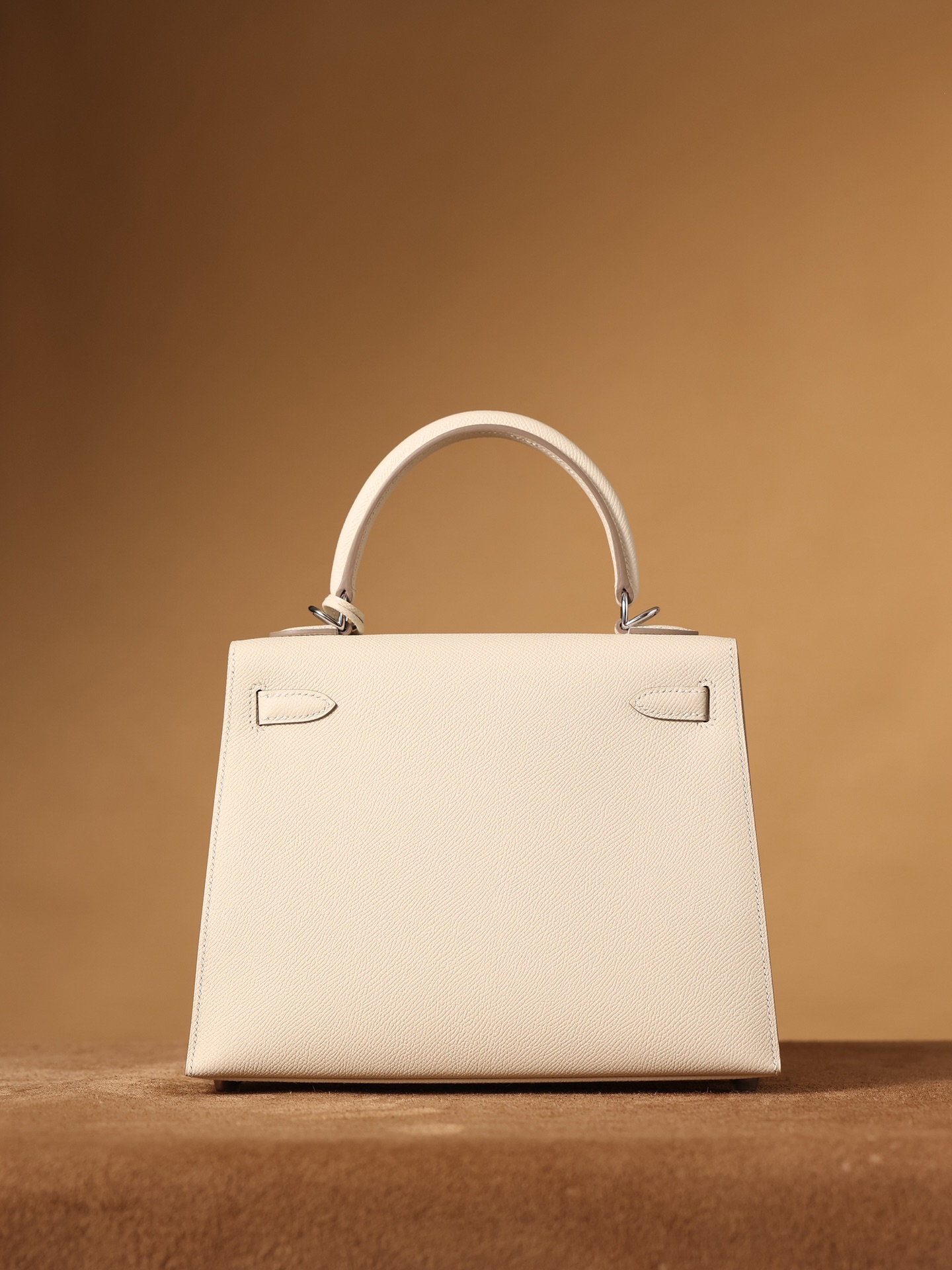 H**me5 Kelly Epsom Silver Lock Bag Cream For Women 9,8in/25cm