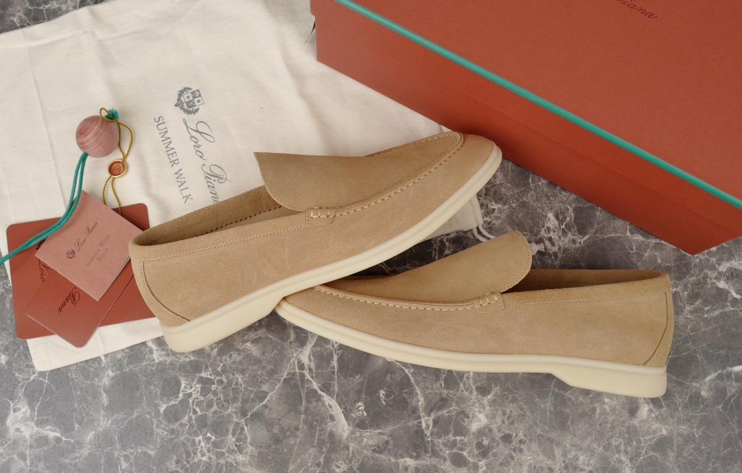 L0r0 P1ana Summer Walk Loafers Light Wood Smoke For Men FAE8124_H755