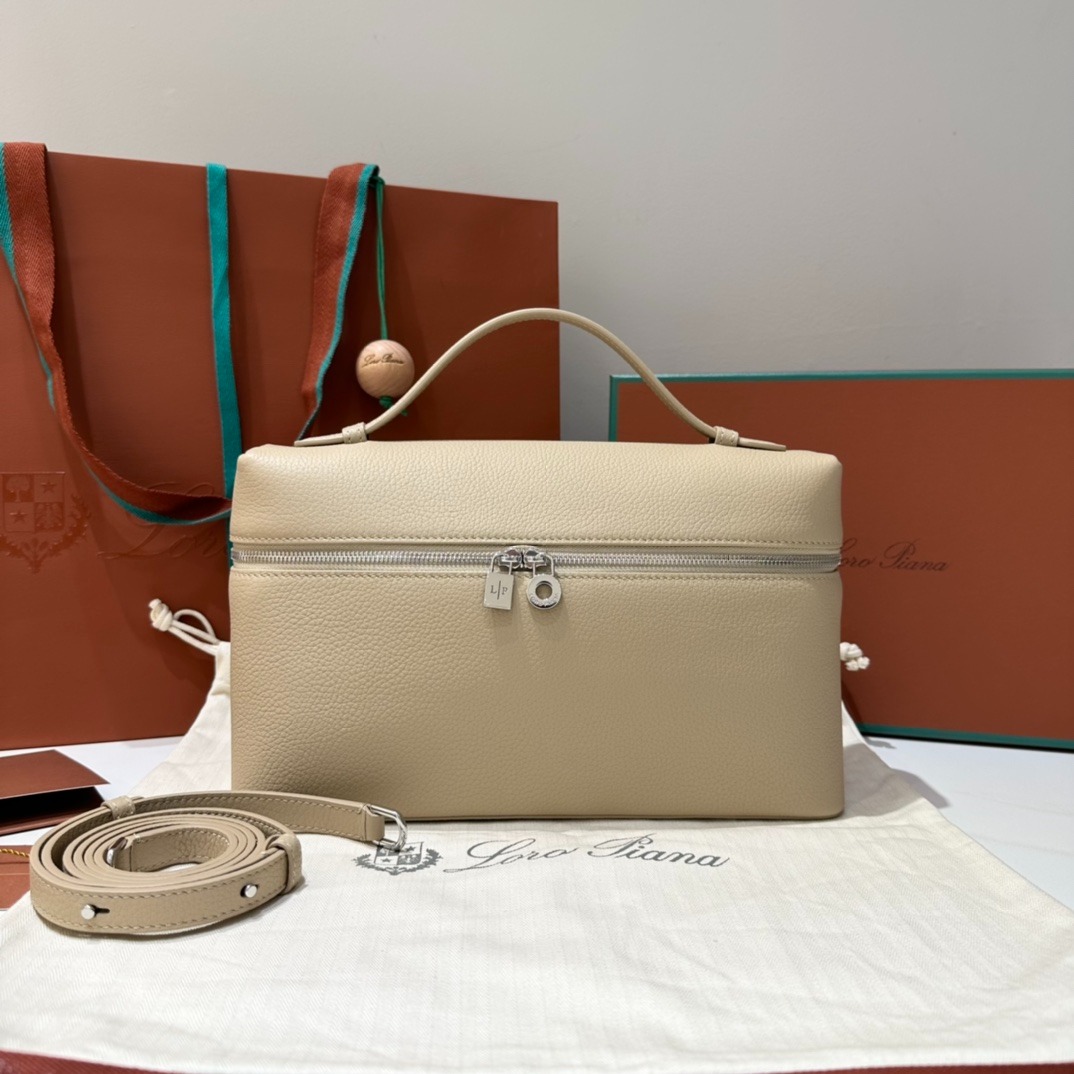 [True-to-ORIGINAL] L0r0 P1ana Extra Pocket L27 Bag Whisper Beige For Women 10.6in/27cm FAN4043 1615