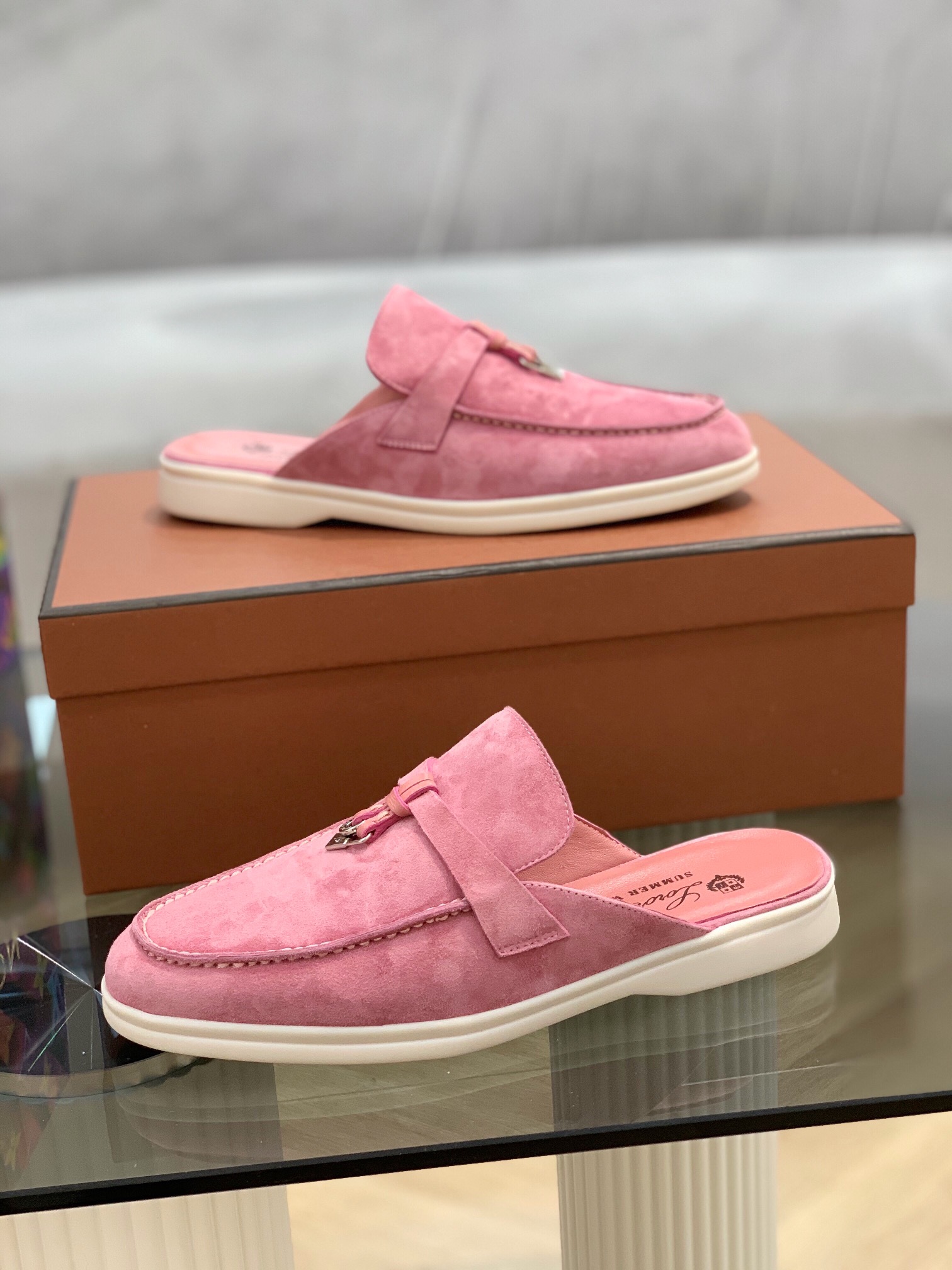 L0r0 P1ana Babouche Charms Walk Loafers Wild Mauve For Women – FAI1543 30F4